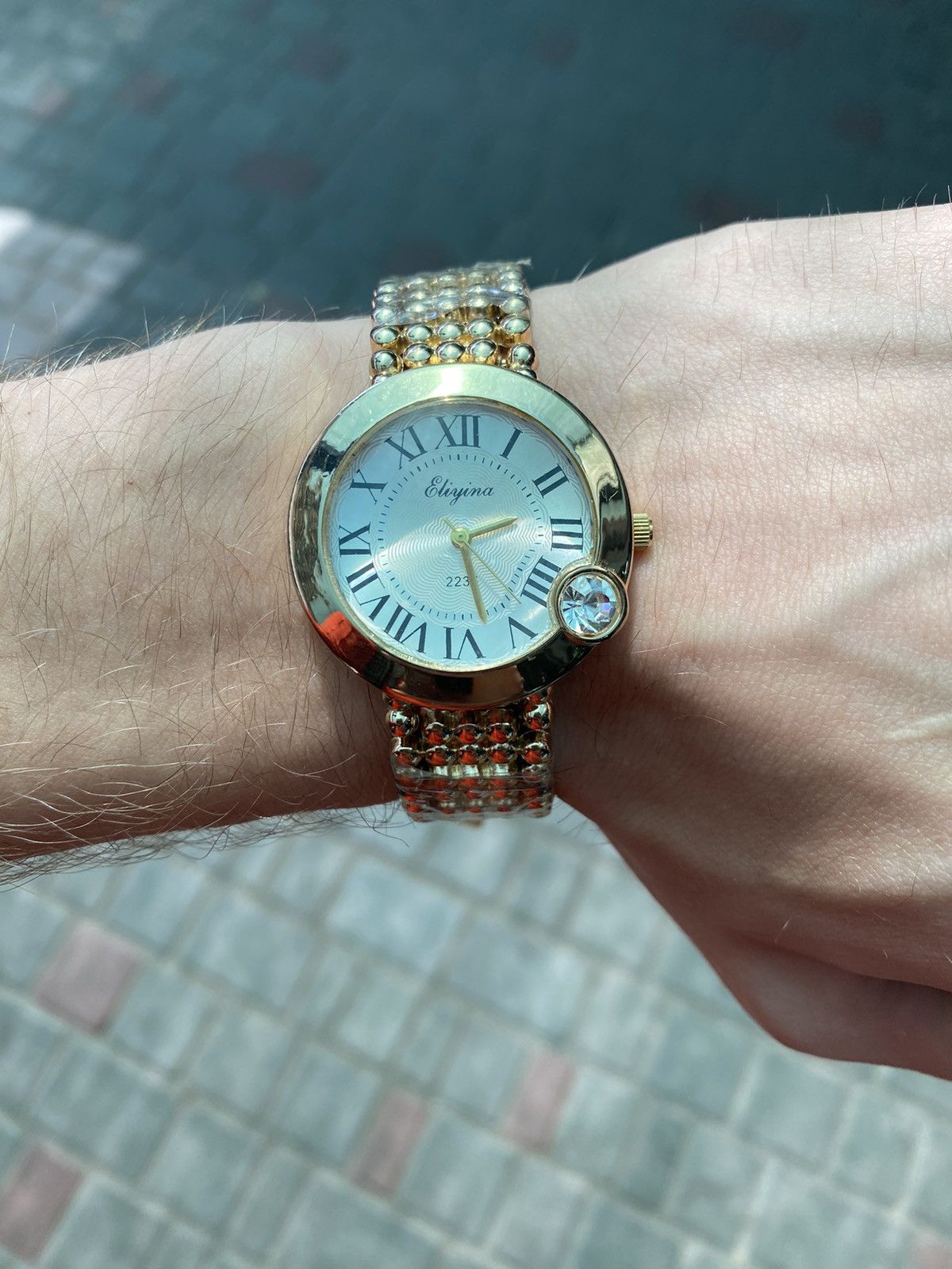 Japanese Brand Luxe Gold Watch - Bejeweled Strap Elegance Size ONE SIZE - 2 Thumbnail
