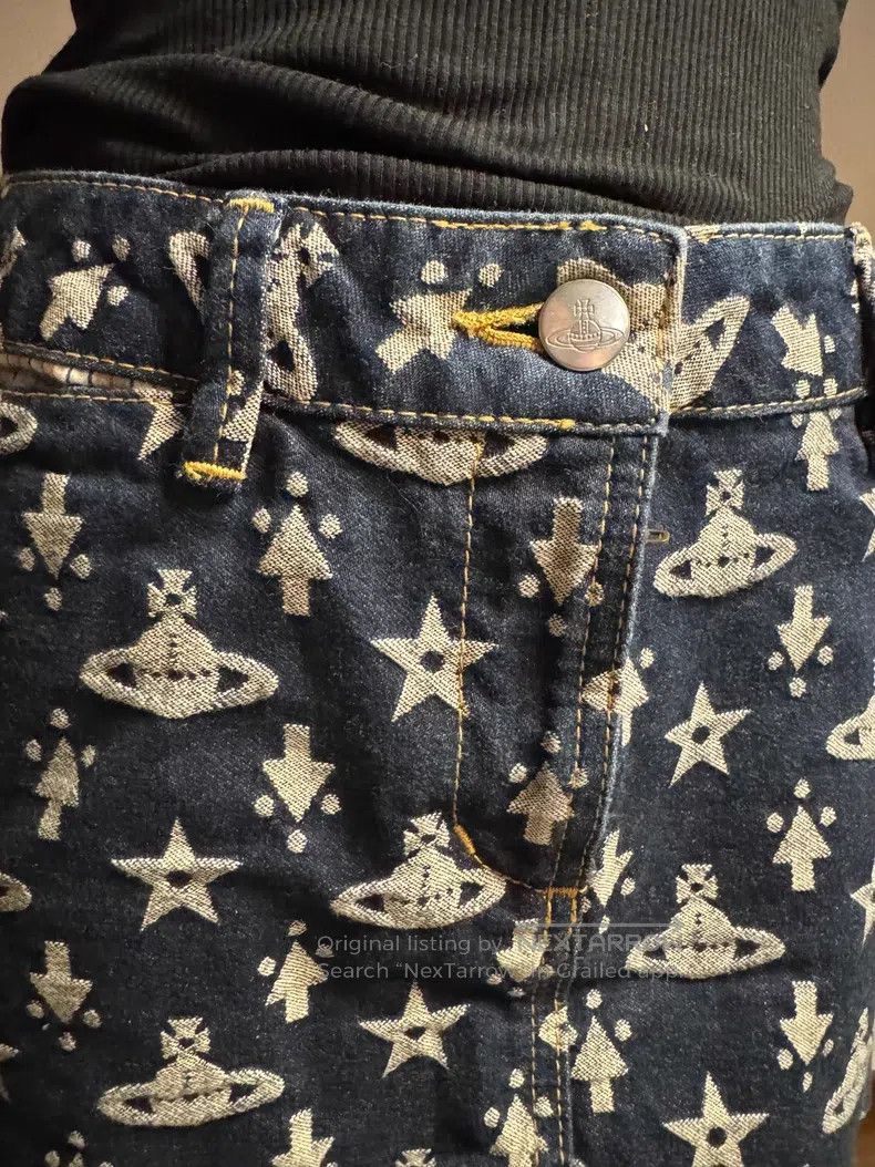 Vivienne Westwood Vivienne Westwood size 2 Full print Saturn denim peplum ski Size 26" / US 2 / IT 38 - 6 Thumbnail