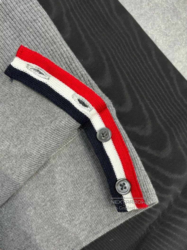 Thom Browne Thom Browne Gray Striped Sleeve Hoodie Size US M / EU 48-50 / 2 - 2 Thumbnail
