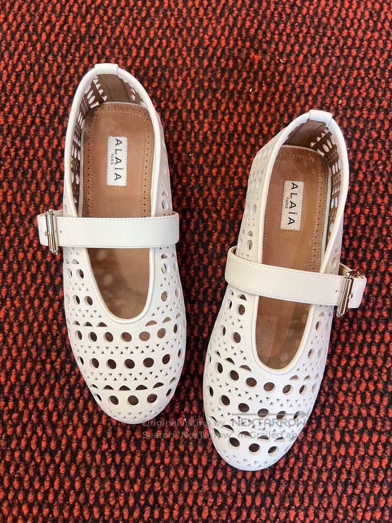 Alaia Alaia White Cutout Design Women's Flat Ballet Dance Shoes Size US 5.5 / IT 35.5 - 1 Thumbnail