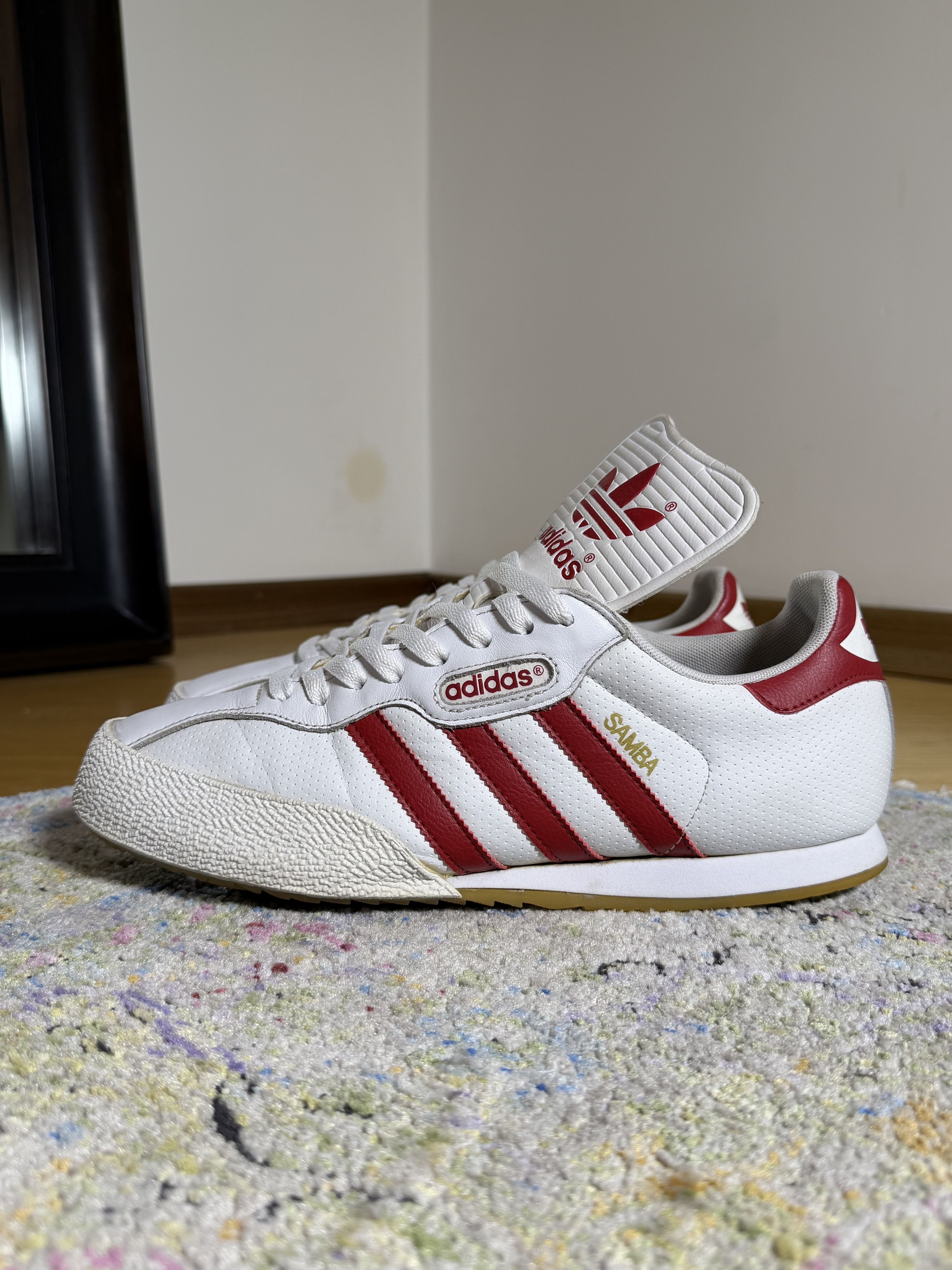 Adidas Adidas Samba Super White/Red Sneakers Size US 11 / EU 44 - 1 Thumbnail
