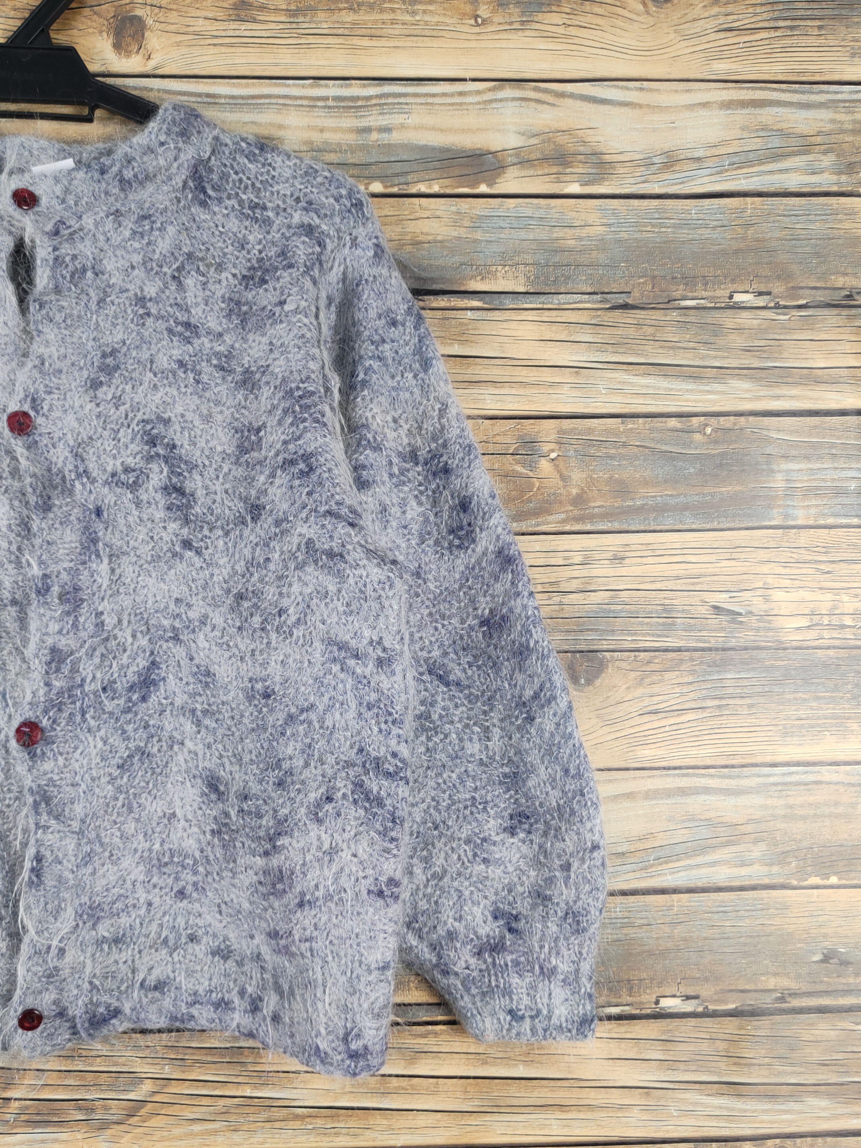 Japanese Brand × Vintage Japanese Brand Navy White Fur Mohair Knitwear Cardigan#W1341 Size S / US 4 / IT 40 - 5 Thumbnail