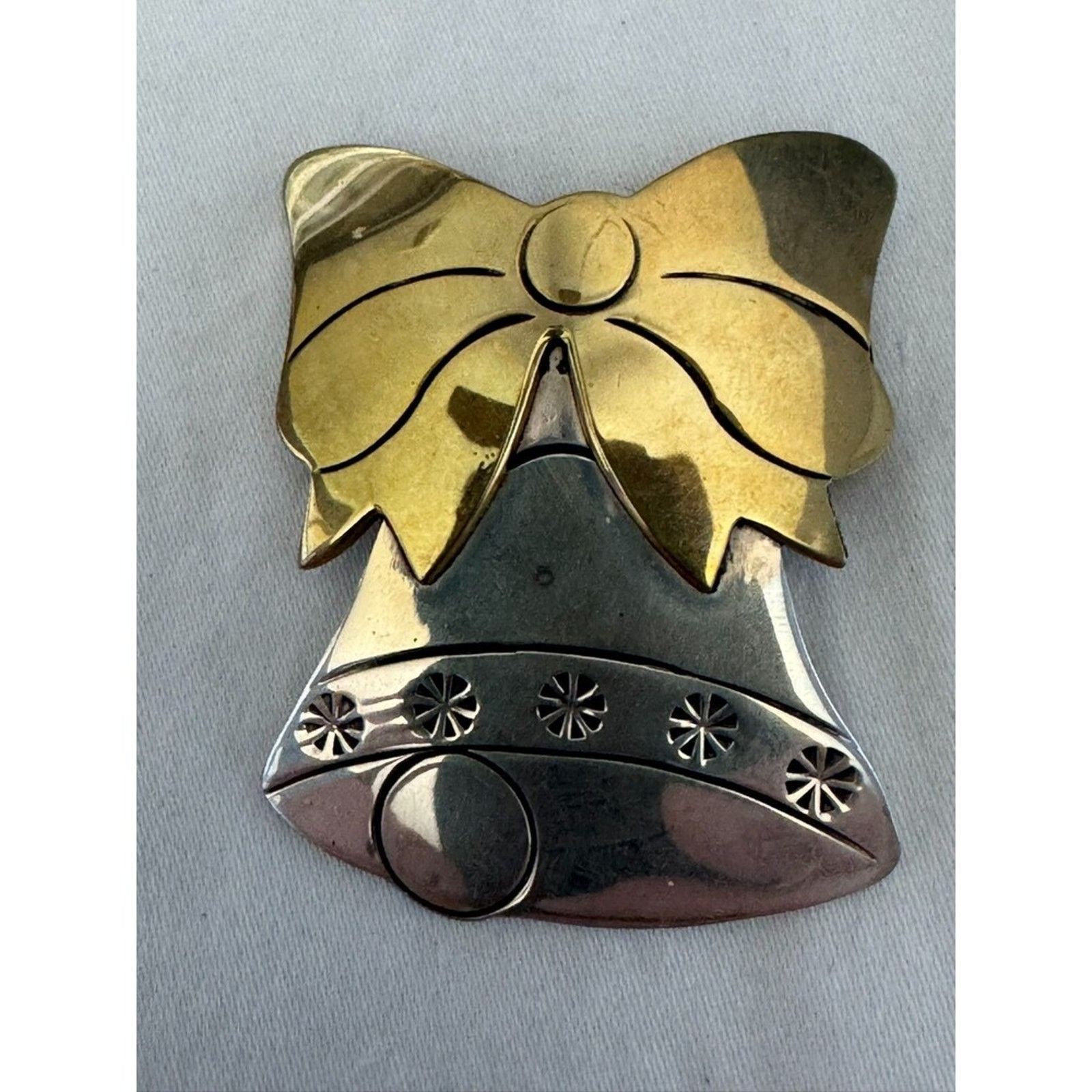 Other Silver .925 Mexico Gold/Vermiel Bow Silver Bell 18 grams Size ONE SIZE - 3 Thumbnail