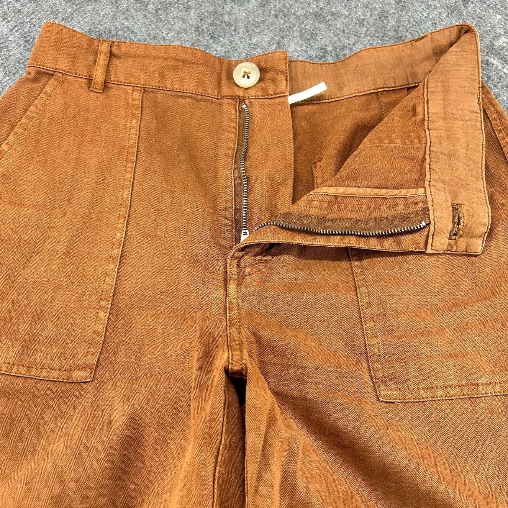 Free People Free People Pants Womens 6 Orange Rust Wide Leg Crop Herringbone Sunday Skies Size 28" / US 6 / IT 42 - 2 Thumbnail