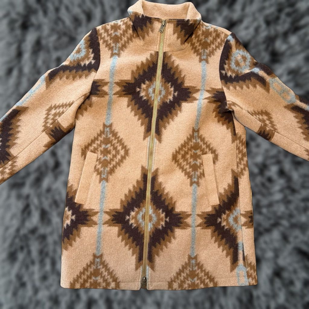 Pendleton VINTAGE Pendleton Wool Blend Geometric Aztec Southwestern Jacket Beige Medium Womens Zip Front Fall Regular/N/A Size M / US 6-8 / IT 42-44 - 1 Thumbnail