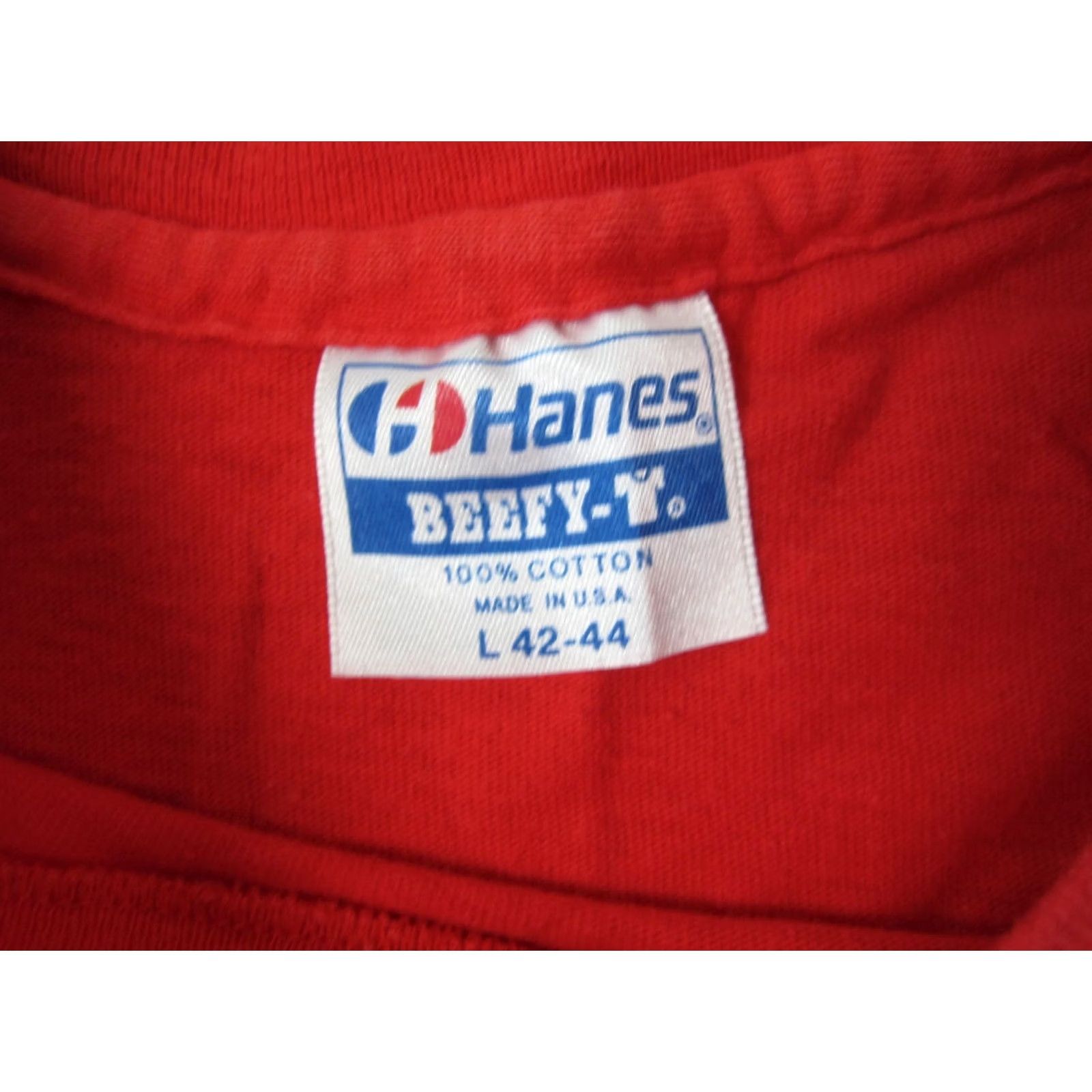 Hanes VINTAGE Escape Hog Island Shirt Red Large Iowa Swimming Single Stitch USA Mens 90s Size US L / EU 52-54 / 3 - 6 Thumbnail