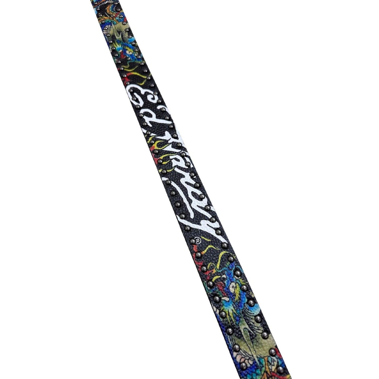 Ed Hardy Ed Hardy Dragon Tattoo Rivet Studs Belt With Plaque Buckle Size 36 - 6 Thumbnail