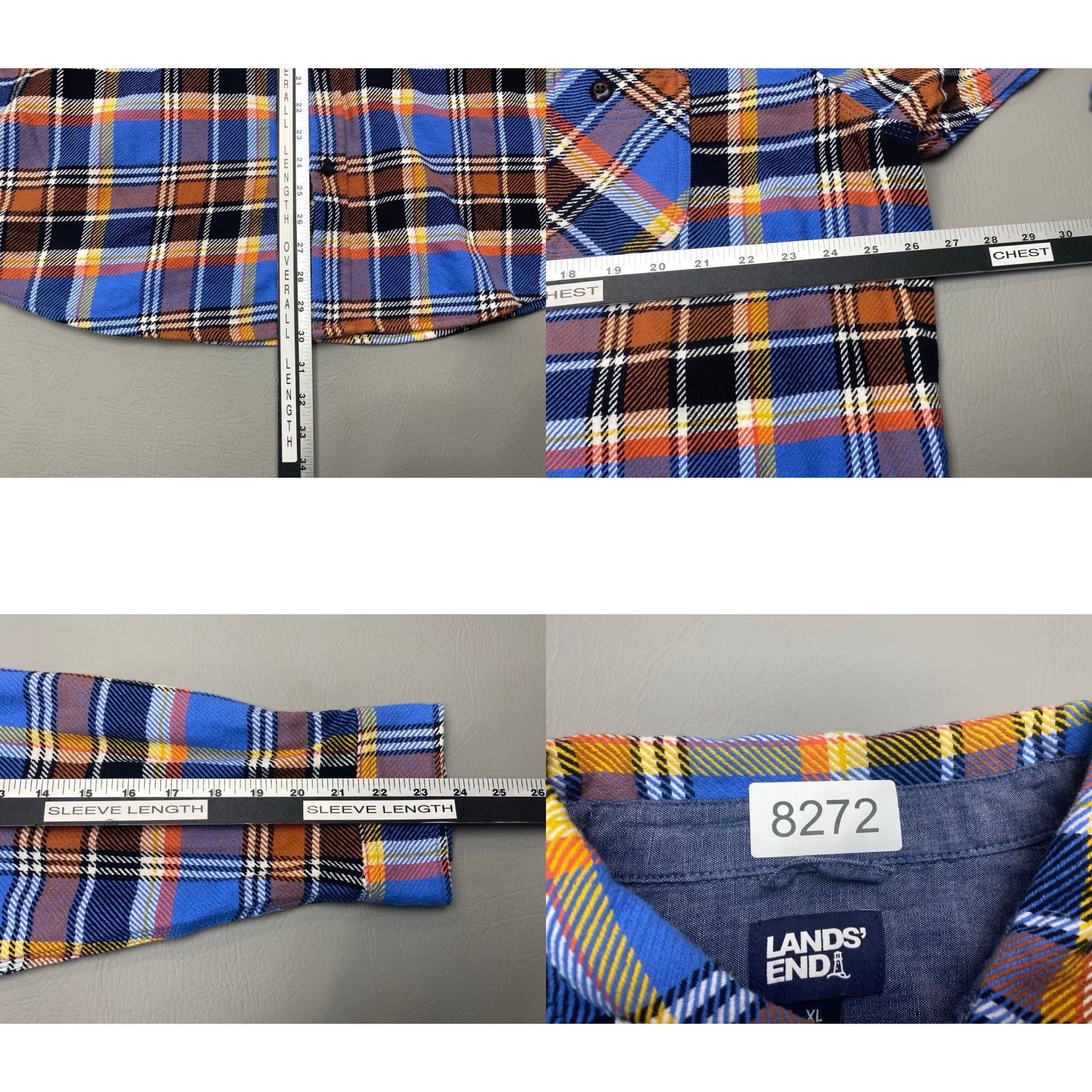 Lands' End VINTAGE Lands' End Heavy Flannel Shirt Mens XL Plaid Sea Cliff Blue Utility Cabincore Size US XL / EU 56 / 4 - 8 Thumbnail