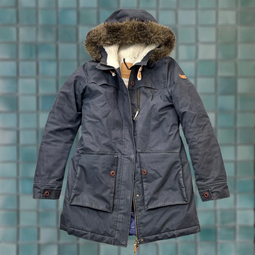 Vintage ROXY Jacket Womens Small Blue Gray Parka Coat Hooded Insulated Snowboard Size S / US 4 / IT 40 - 1 Thumbnail