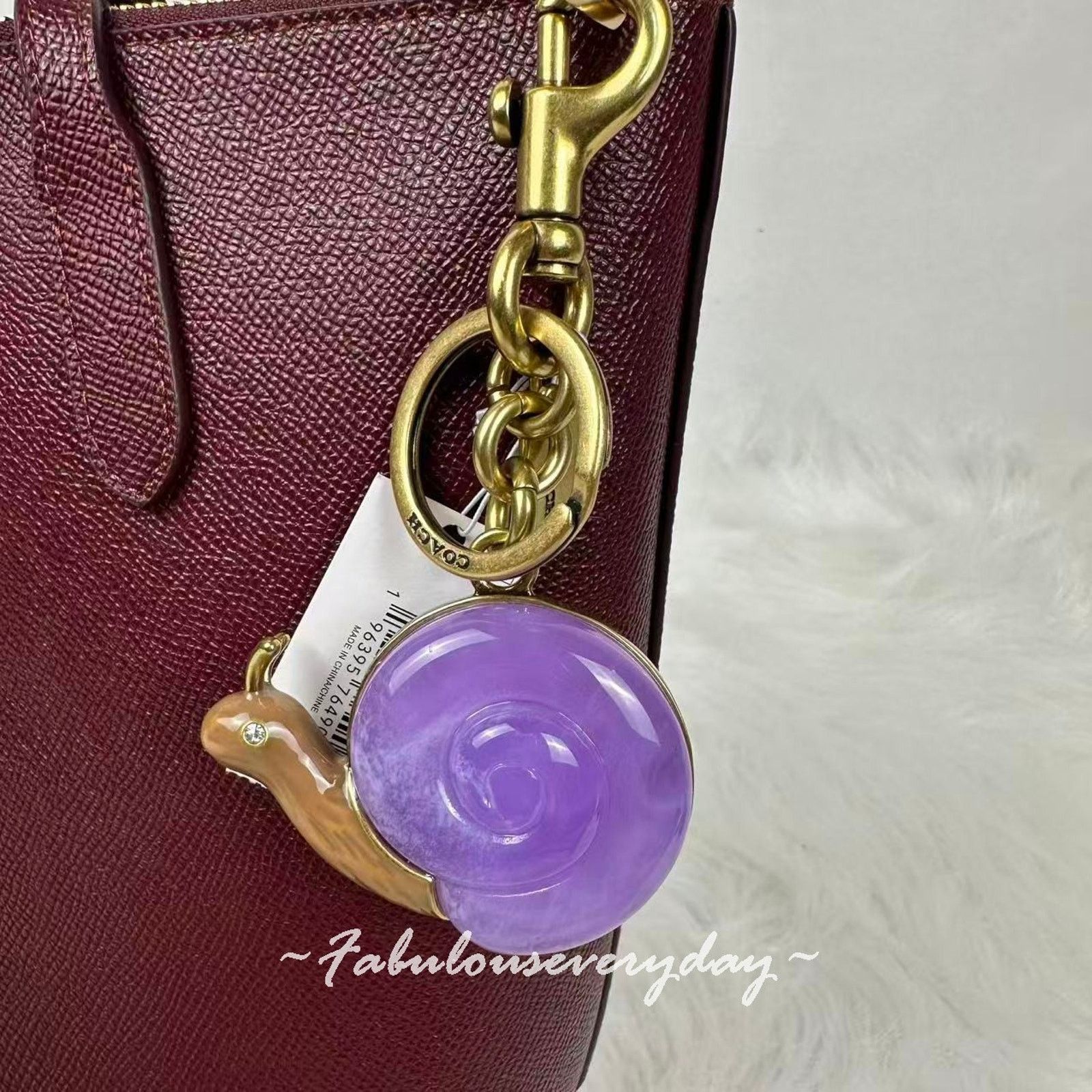Coach Coach Retail Snail Bag Charm With Key Ring Brass/Purple Size ONE SIZE - 2 Thumbnail