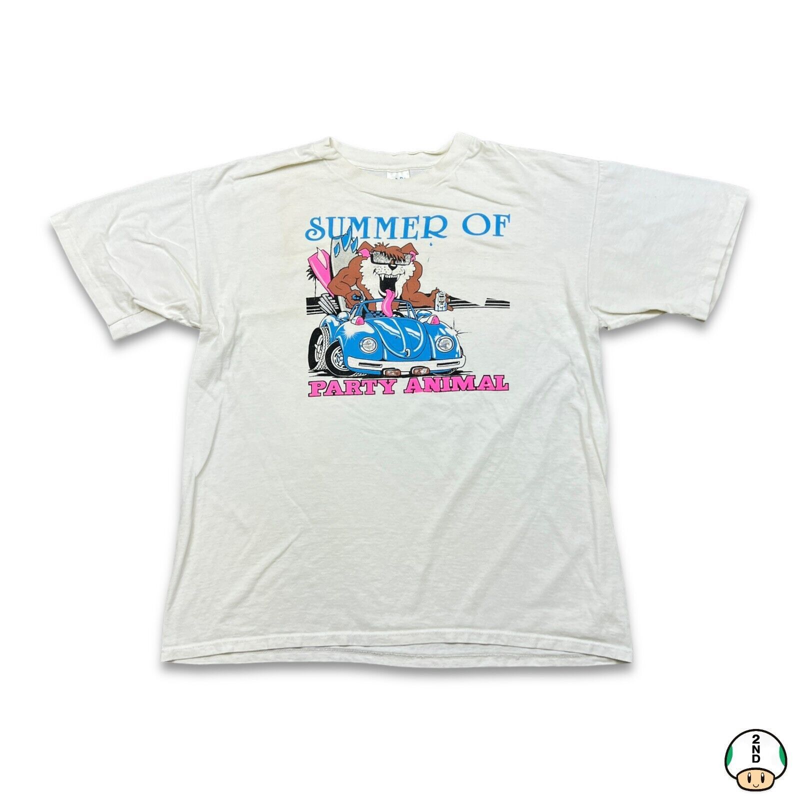 Vintage Vintage 90s Summer of Party T Shirt Animal Short Sleeve Tee Size US XL / EU 56 / 4 - 1 Thumbnail