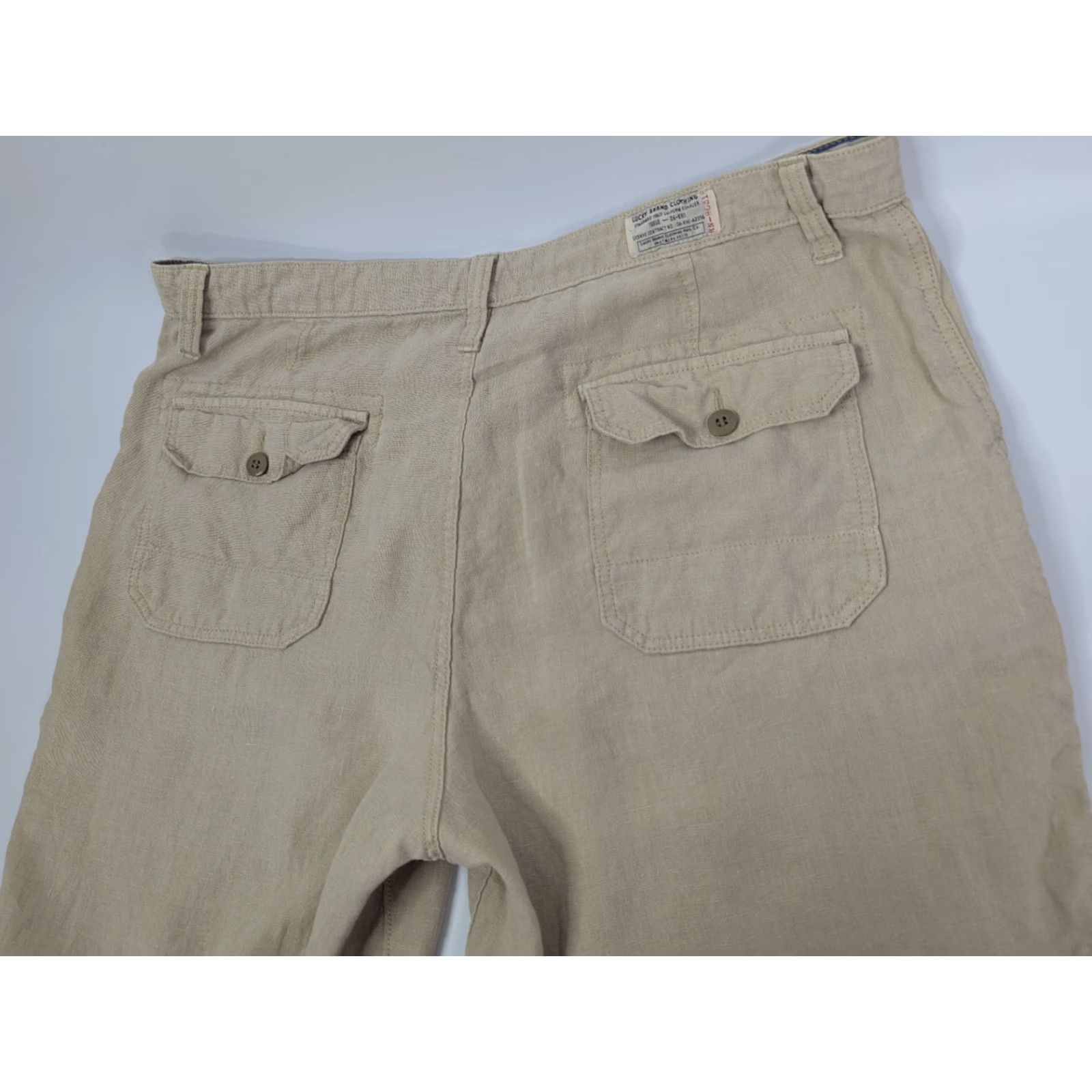 Lucky Brand Lucky Brand Shorts Mens 38 Khaki Linen Chino Drawstring Lightweight Button Fly Casual Travel Size US 38 / EU 54 - 3 Thumbnail