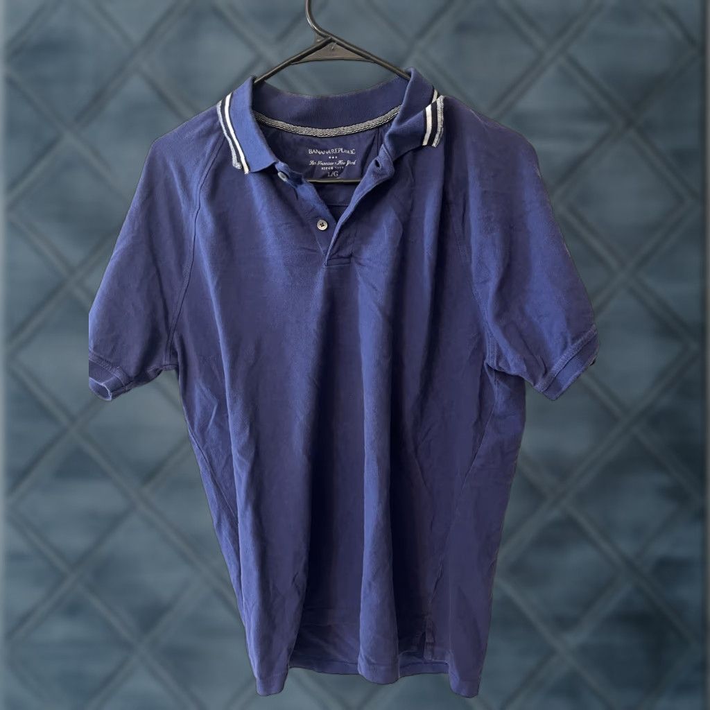 Banana Republic Banana Republic Polo Shirt Men Pique Slim Cotton Blue Size L Size US L / EU 52-54 / 3 - 1 Thumbnail