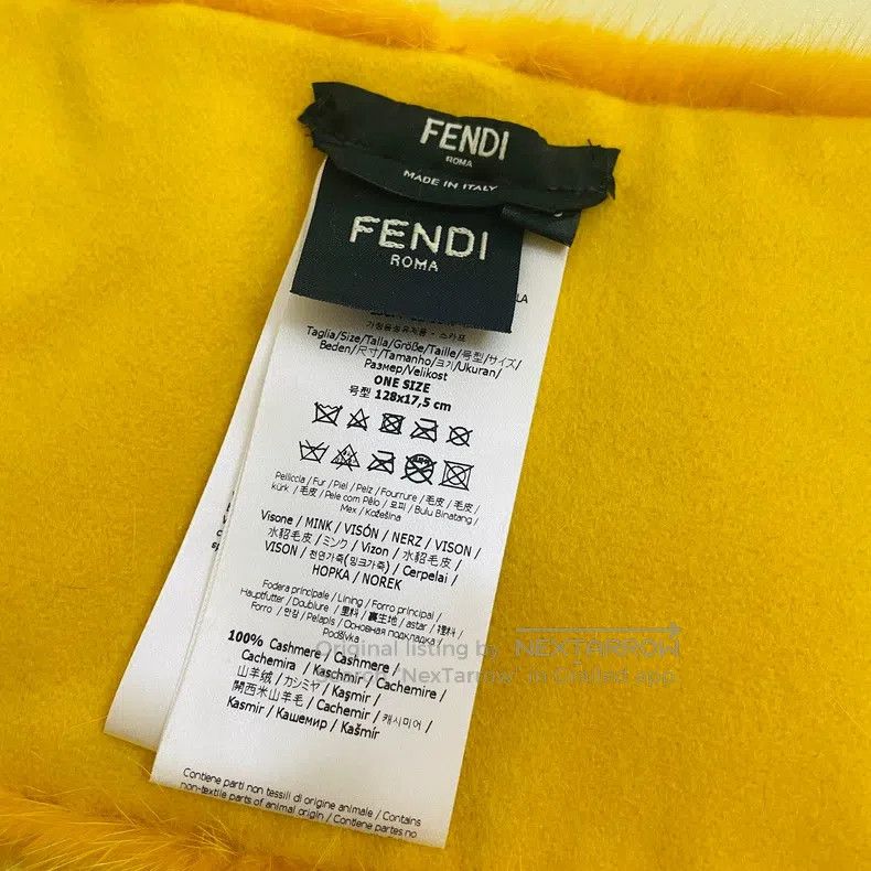 Fendi Fendi size 128x17.5cm FF Letter Mink Fur Scarf, Orange Yell Size ONE SIZE - 4 Thumbnail