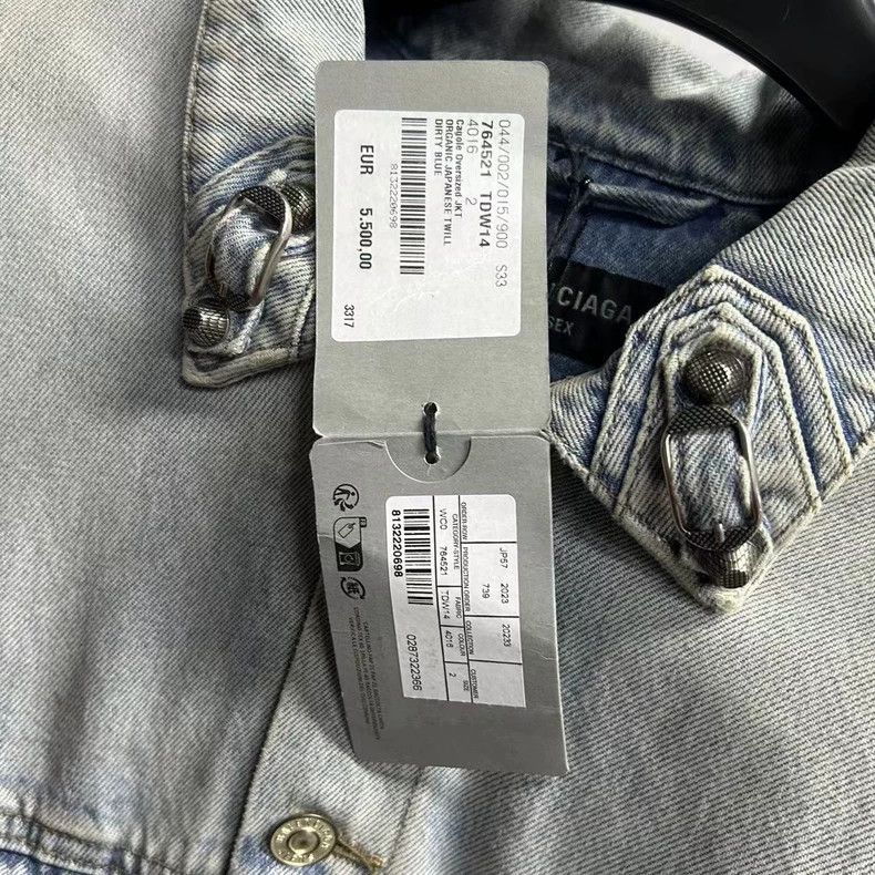 Balenciaga Balenciaga Blue studded lapel single-breasted denim jacket Size US M / EU 48-50 / 2 - 6 Thumbnail