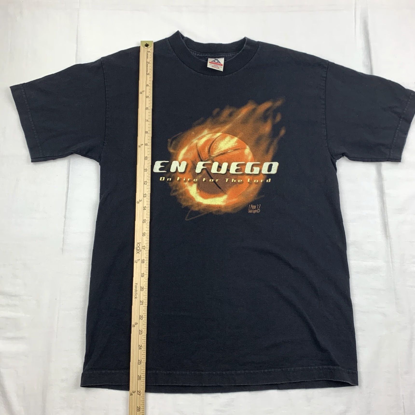 Vintage VINTAGE En Fuego On Fire For The Lord T Shirt Adult Medium Black Jesus Christ Size US M / EU 48-50 / 2 - 5 Thumbnail