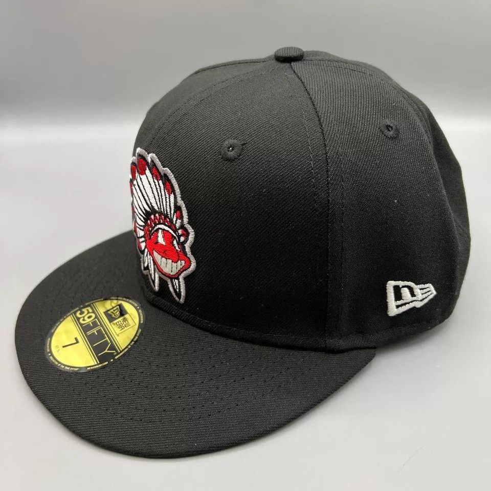 New Era Cleveland Indians Guardians Hat Men 7 Black Fitted Cap New Size ONE SIZE - 3 Thumbnail
