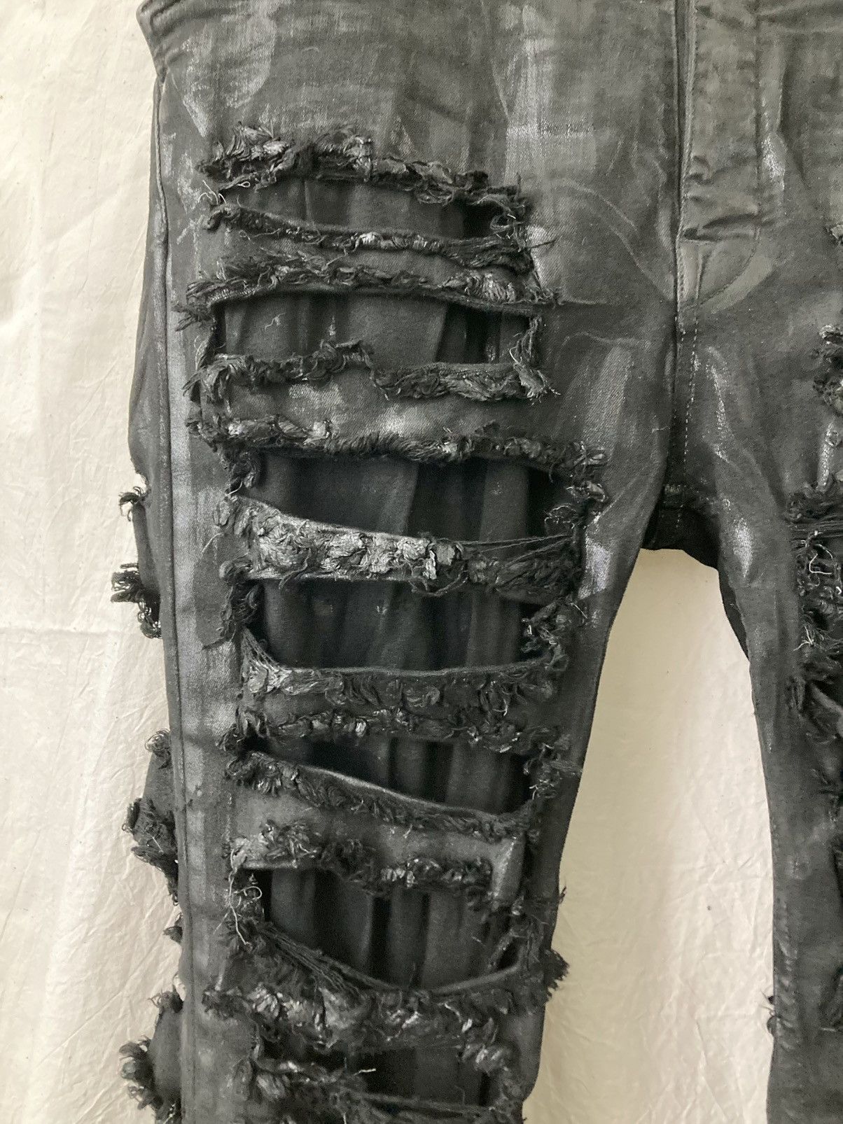 Rick Owens Black Foil Slash Stretch Denim