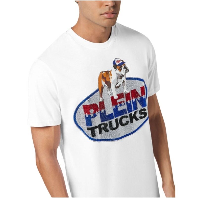 Philipp Plein Philipp Plein White Bulldog Crystal Round Neck T-Shirt 3XL Size US XXL / EU 58 / 5 - 12 Thumbnail