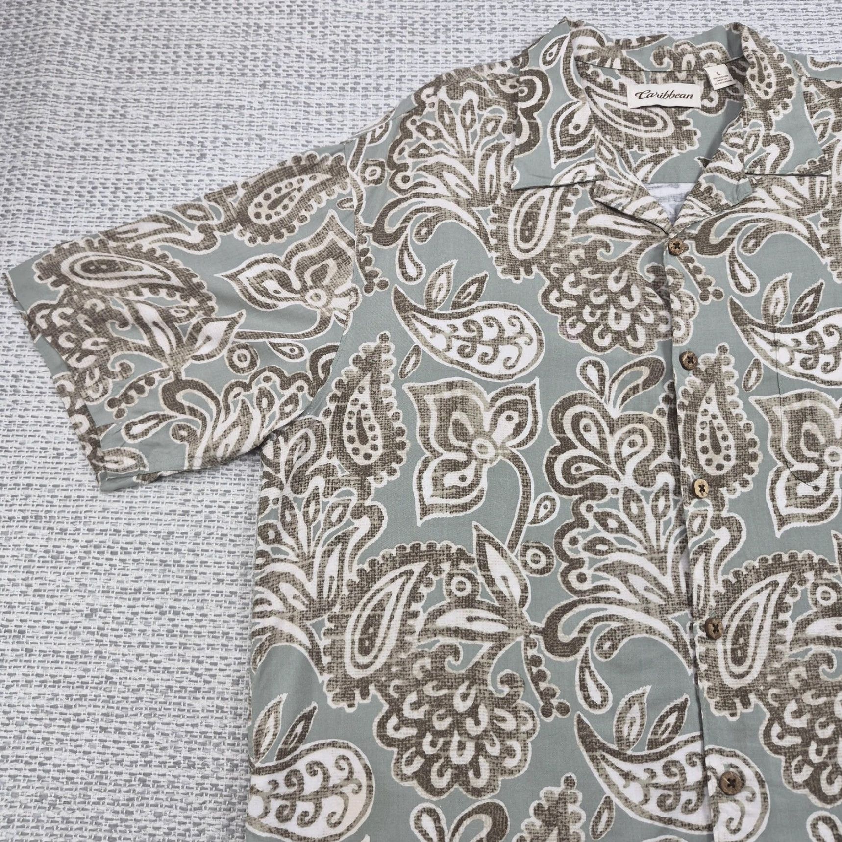 Vintage Caribbean Hawaiian Button Up Shirt Mens Large Paisley Short Sleeve Tropical Size US L / EU 52-54 / 3 - 3 Thumbnail