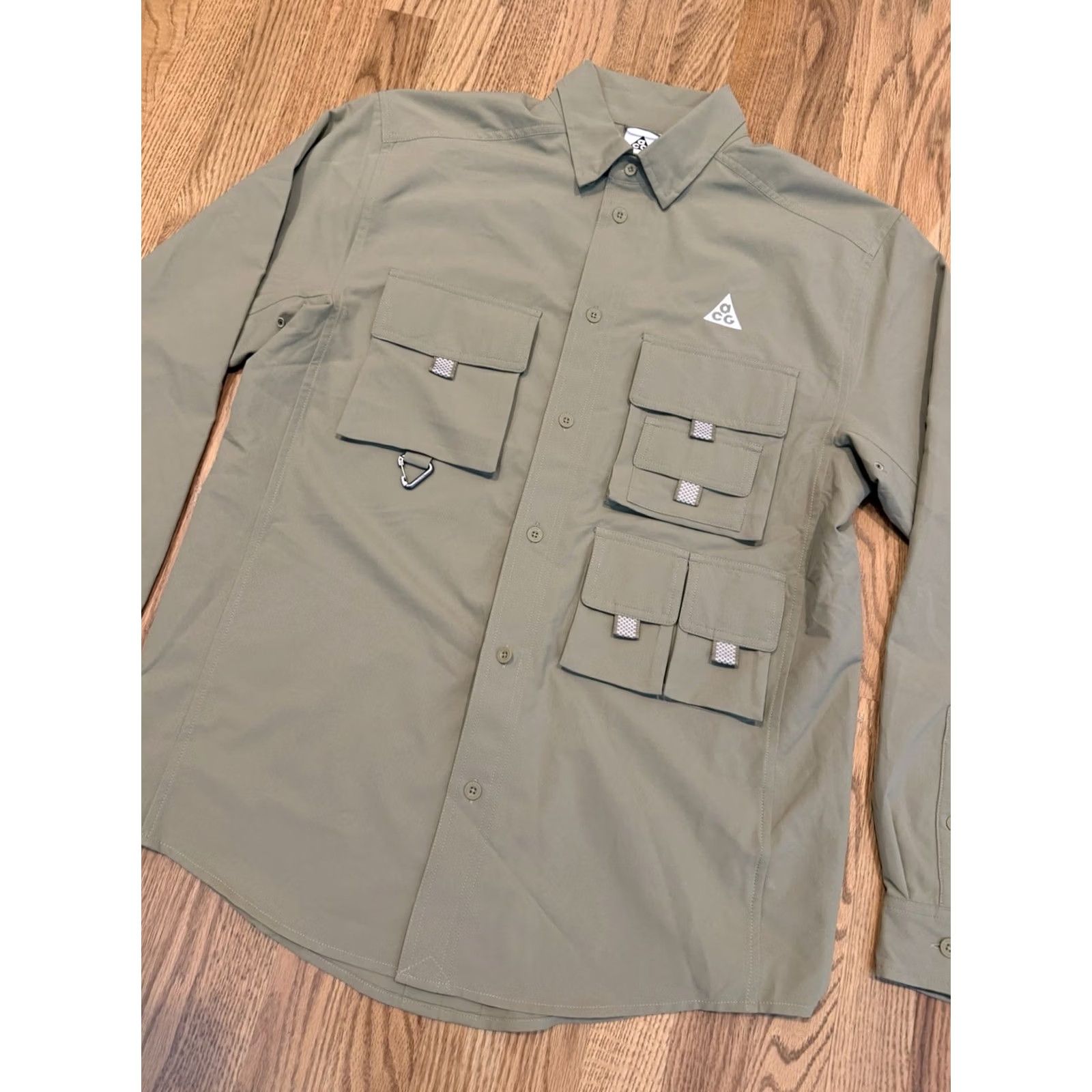 Nike VINTAGE? No — Nike Dri-FIT Shirt Men M Long Sleeve Collared Button-Up Pockets Beige Size US M / EU 48-50 / 2 - 3 Thumbnail