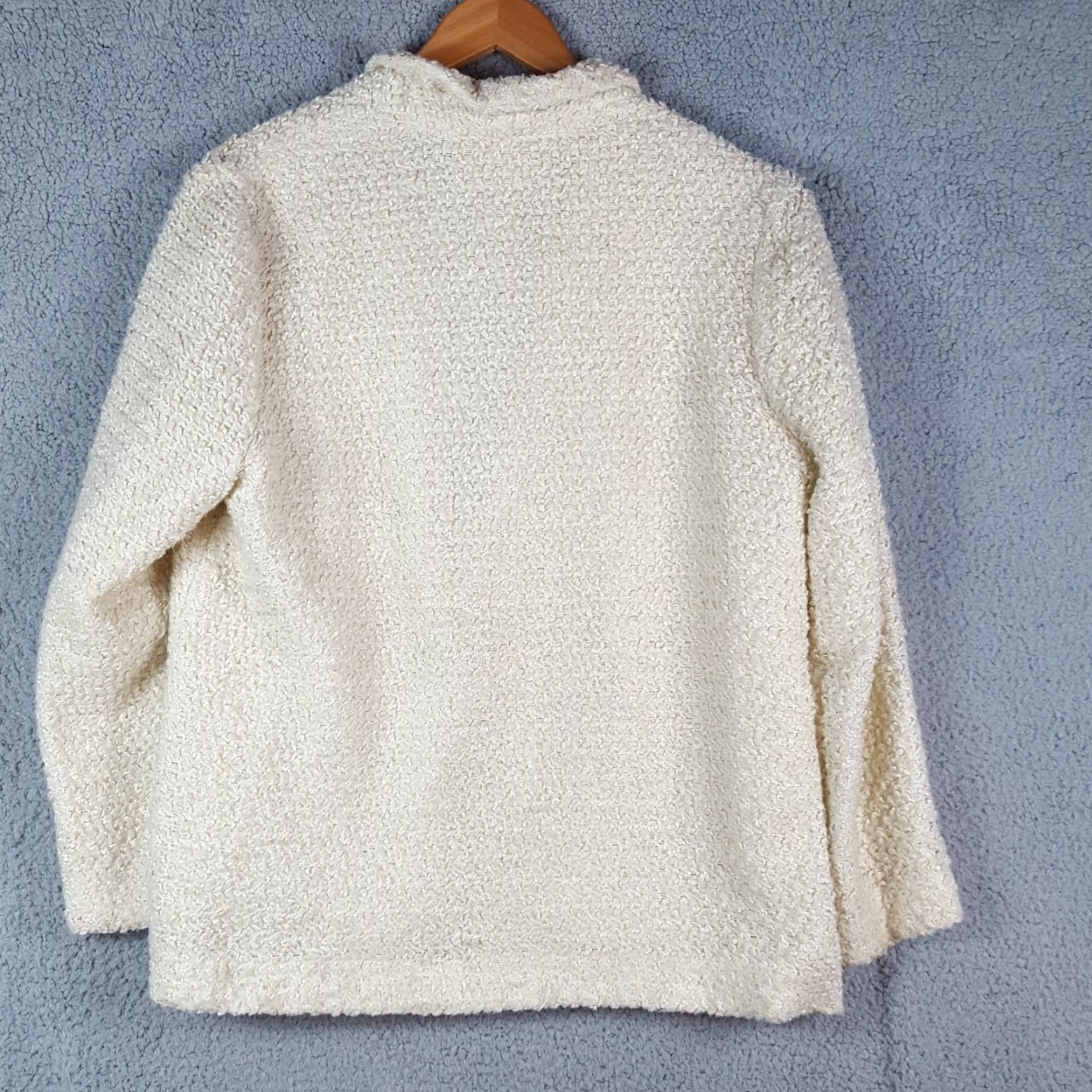 Vintage VINTAGE 80s Ivory Mohair Blend Knit Cardigan Women's Size 16 Lined Preppy Sweater Size XXL / US 16-18 / IT 52-54 - 6 Thumbnail