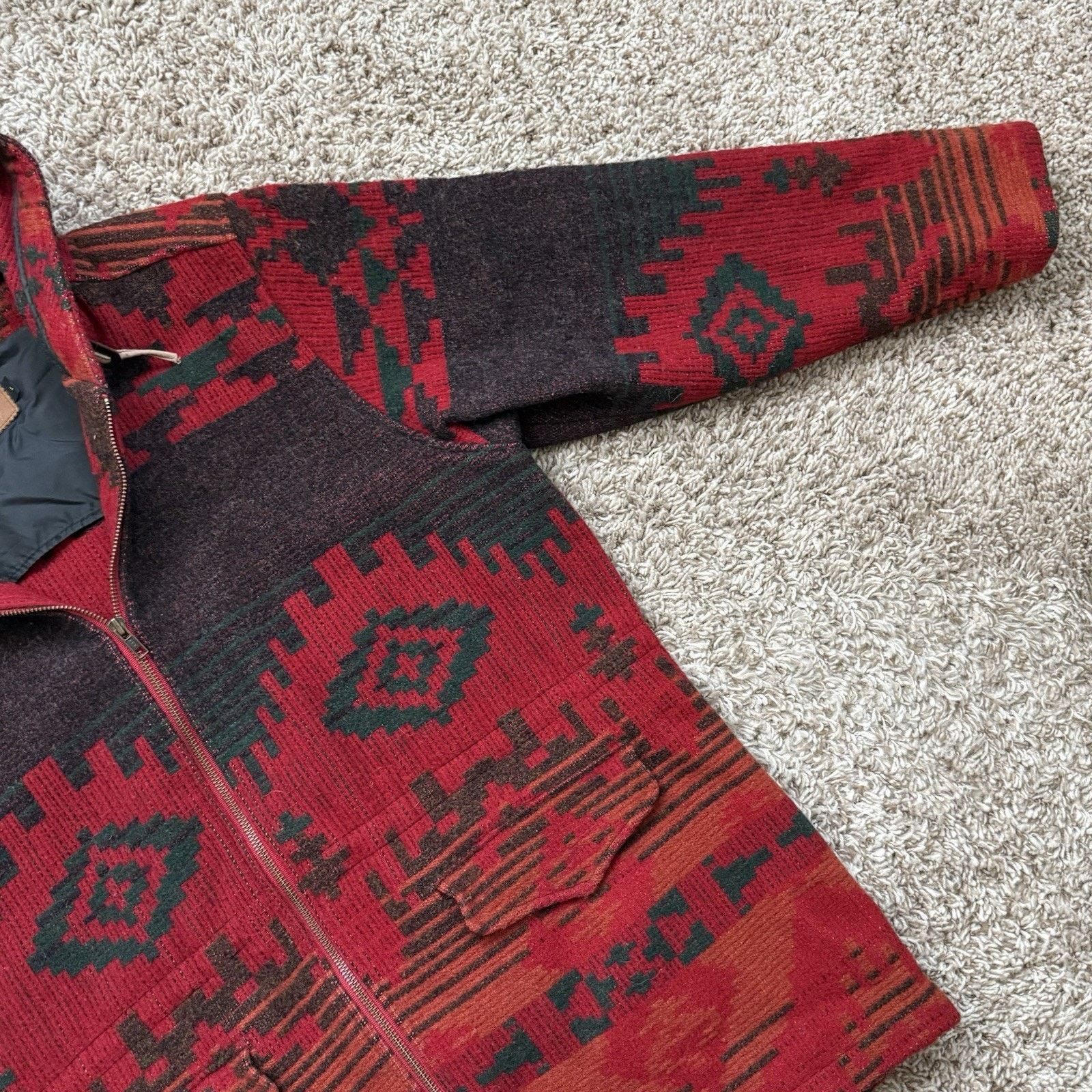 Vintage × Woolrich Woolen Mills Vintage Woolrich Aztec Wool Southwestern Jacket Red Tribal Size L / US 10 / IT 46 - 11 Thumbnail