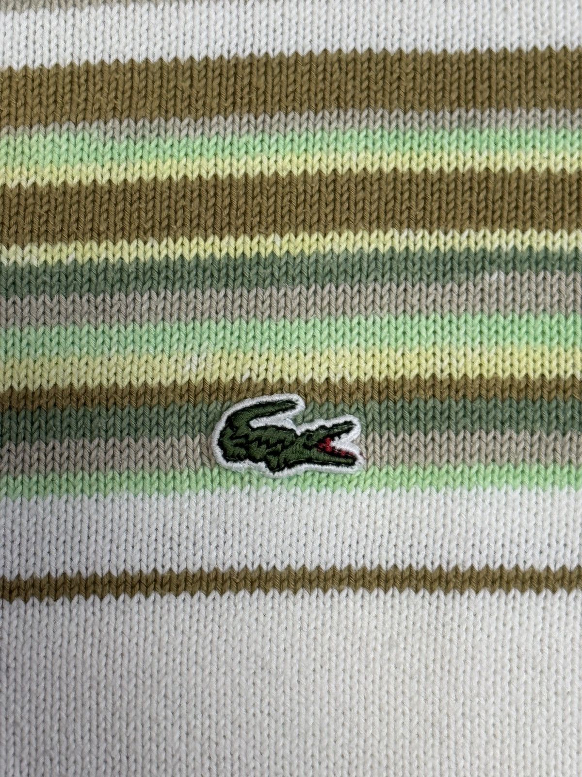 Lacoste Vintage Lacoste Sweater Strickpullover weiß,grün,braun M-L Size US M / EU 48-50 / 2 - 3 Thumbnail