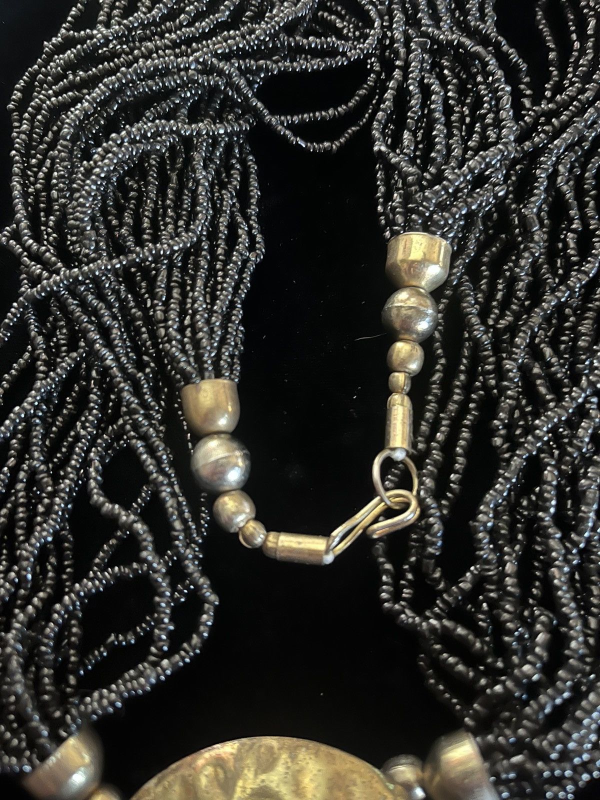 Other Vintage 1970s Boho Multi-Strand Black Bead metal pendant Size ONE SIZE - 3 Thumbnail