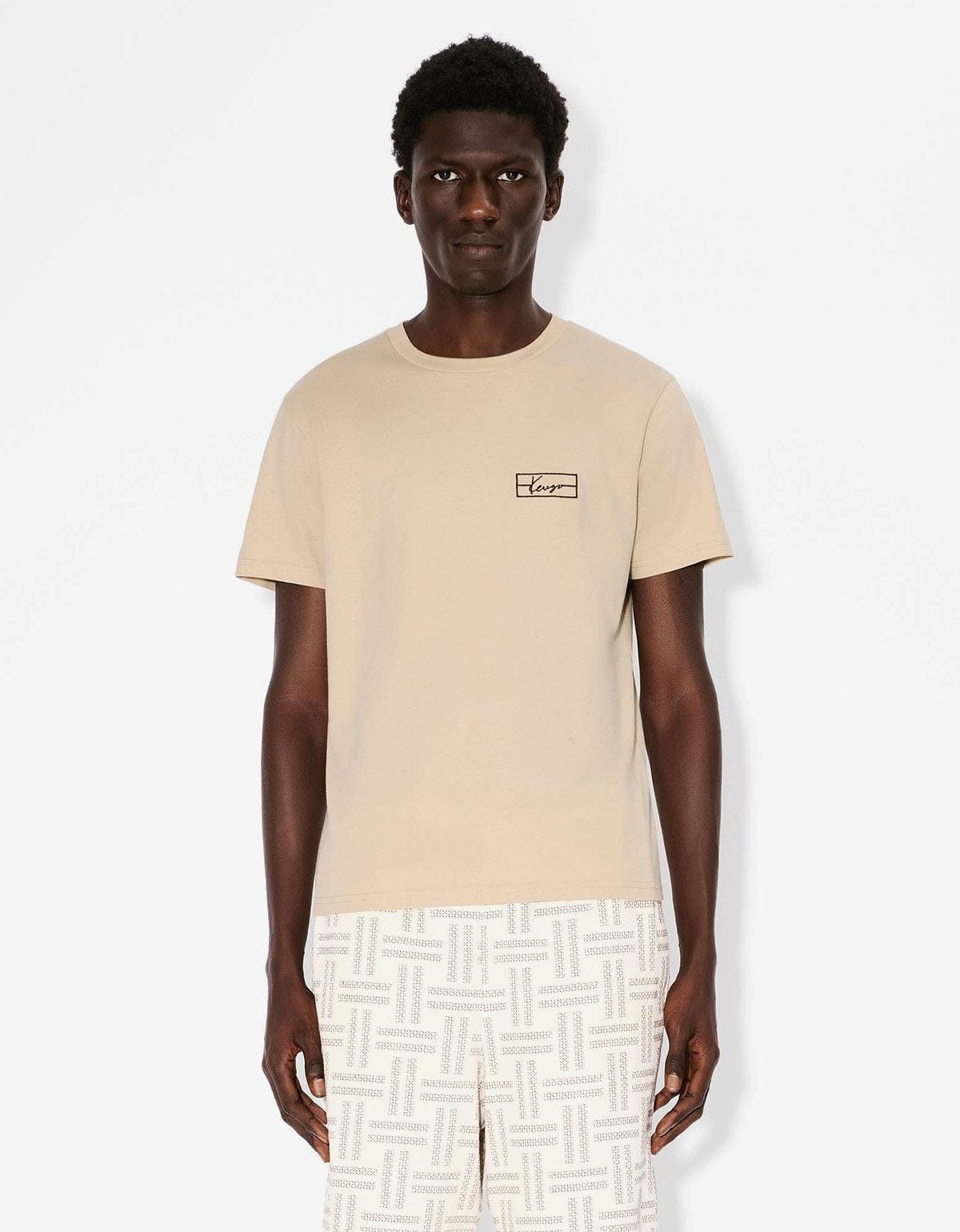 Kenzo Kenzo Weave Beige Logo Embroidered T-Shirt Size US M / EU 48-50 / 2 - 2 Thumbnail