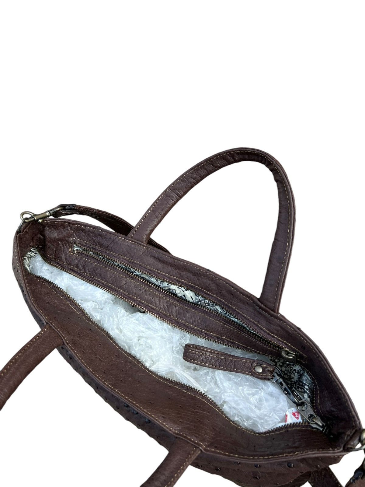 Leather Vintage Ostrich Leather 2 Way Bag AKI Leather Work Japan Size ONE SIZE - 19 Thumbnail