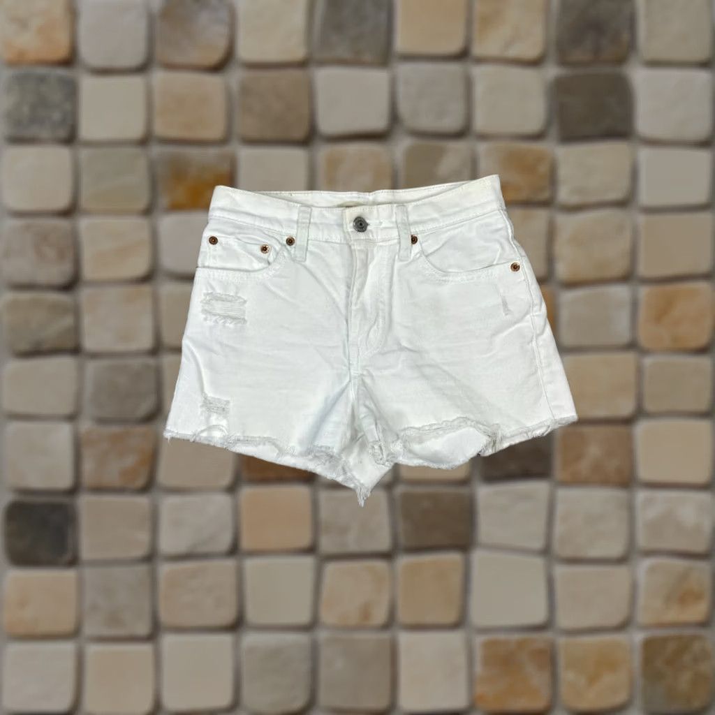 Levi's Levi'S Shorts Womens 25 White Denim Mid Rise Cut Offs Size 42" / US 20 - 1 Thumbnail