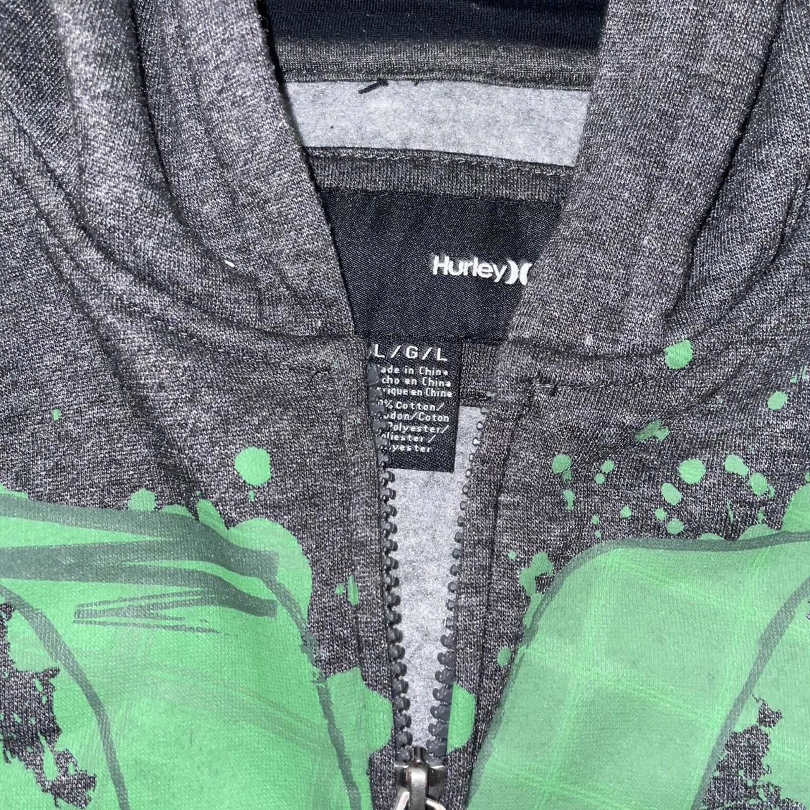 Hurley Hurley Black & Green Y2K Splash Graffiti Zip-up Hoodie L Size US L / EU 52-54 / 3 - 3 Thumbnail