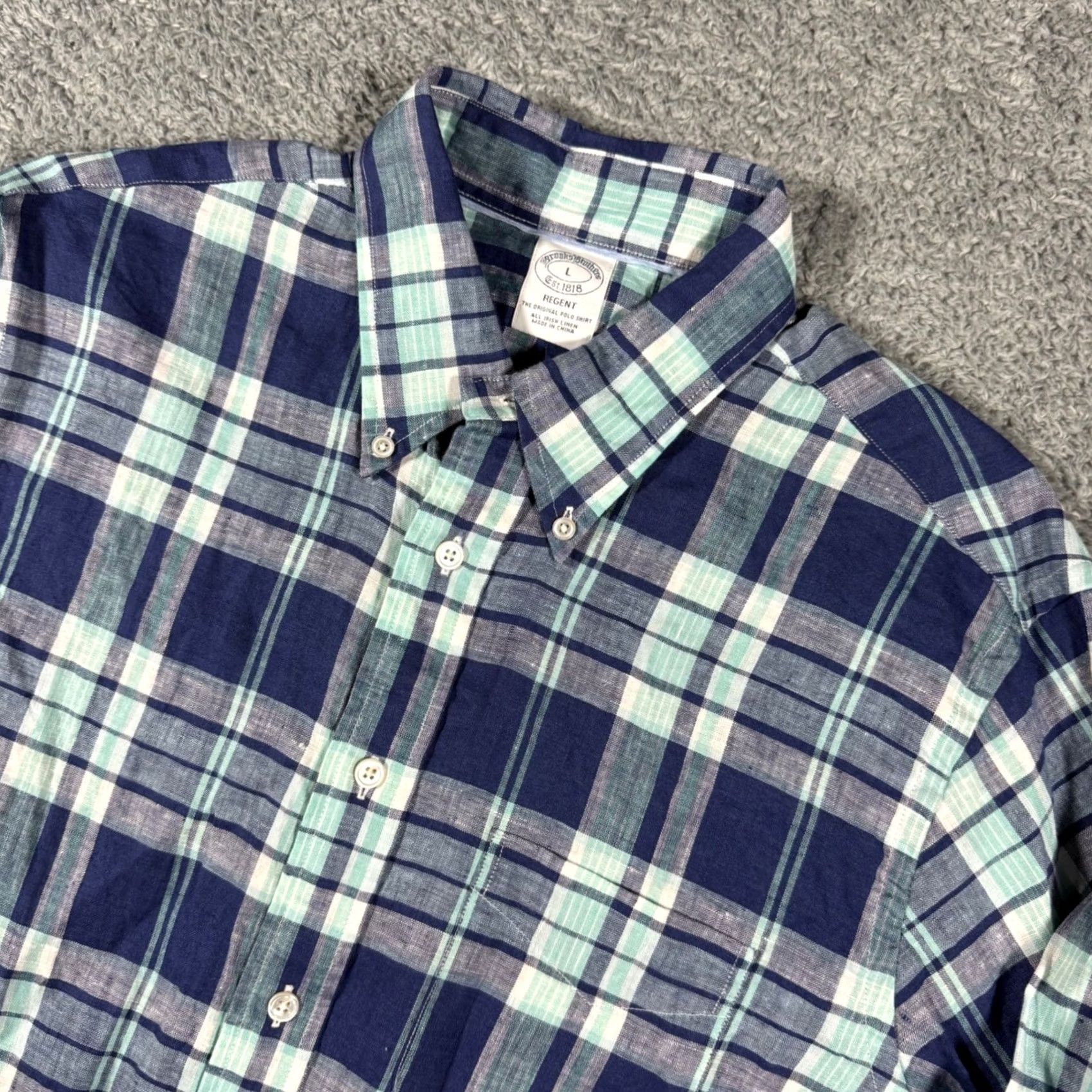 Brooks Brothers Brooks Brothers Baird McNutt Irish Linen Madras Plaid Shirt Men Large Blue Size US L / EU 52-54 / 3 - 2 Thumbnail