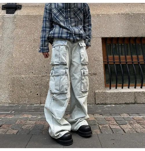 VIBE Multi Pocket Cargo Oversized Jeans Size US 32 / EU 48 - 1 Thumbnail