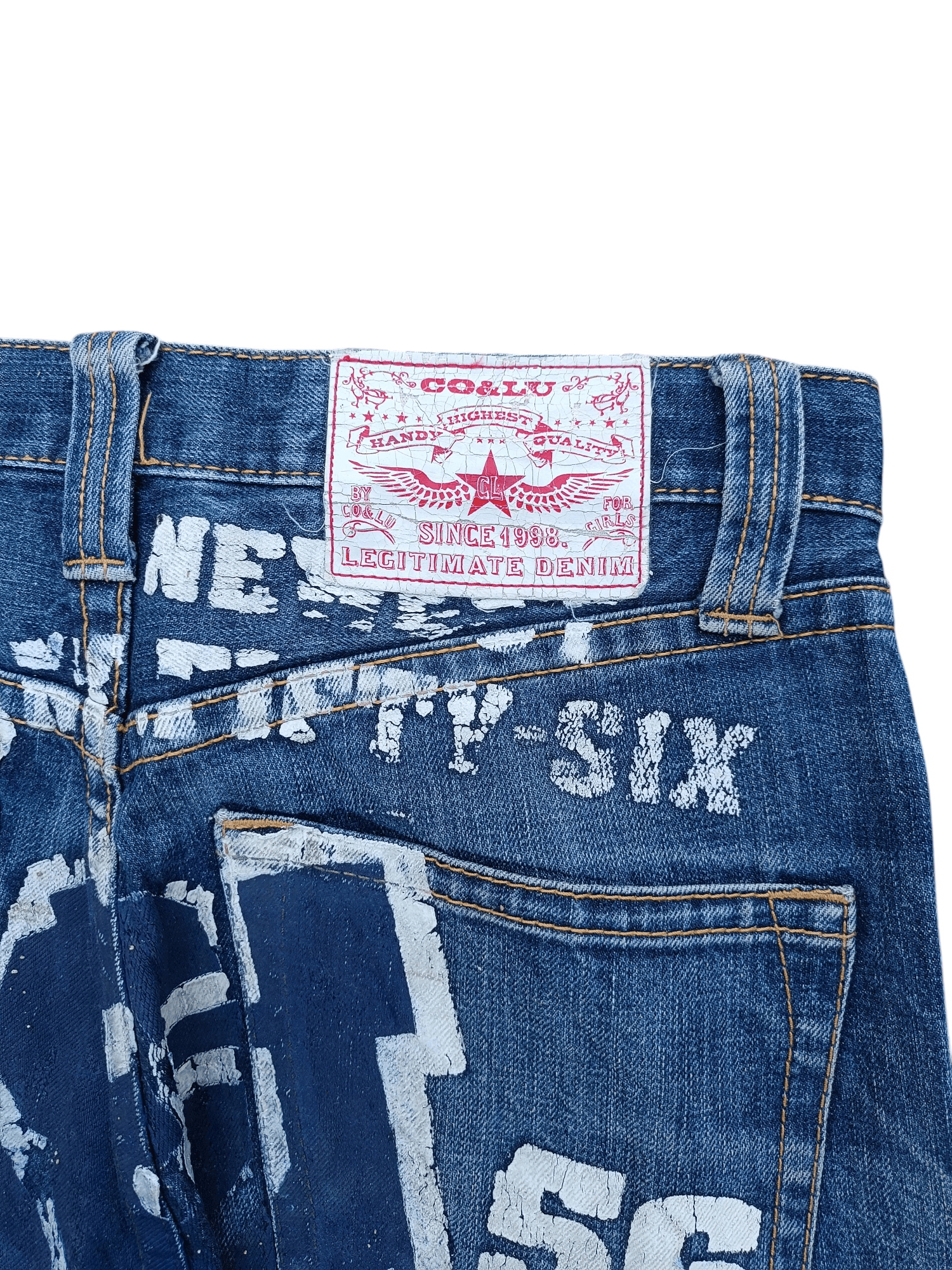 Vintage RARE 🔥 Japanese Brand Co&Lu Big Logo Print Denim Jeans Size US 31 - 15 Thumbnail