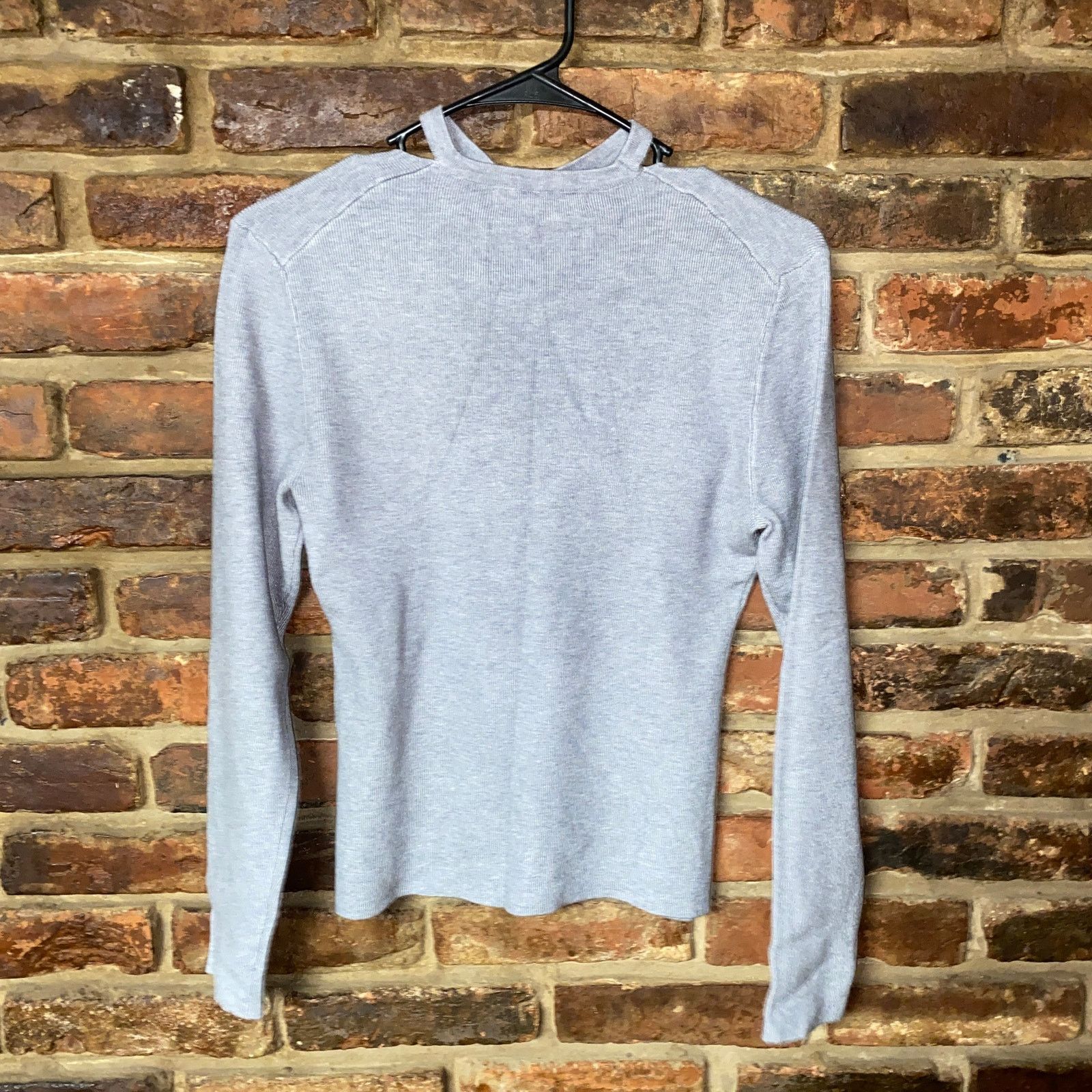 Other Olivaceous Gray Knit Pullover Choker V-Neck Sweater Medium Size M / US 6-8 / IT 42-44 - 6 Thumbnail