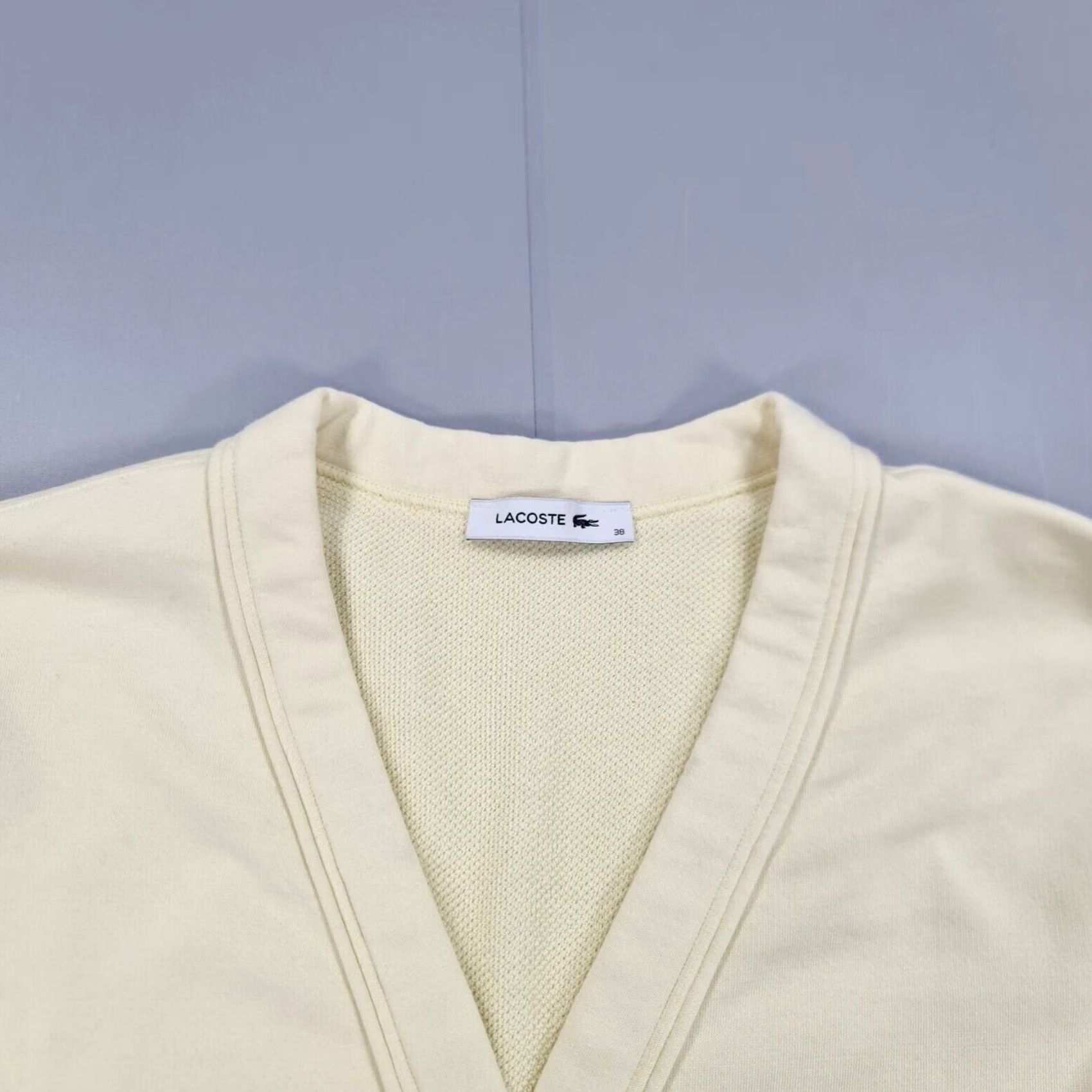 Lacoste Lacoste Cardigan Womens Yellow Button Front V-Neck Cotton Jumper 10 UK IT 38 Womens, Regular, Pockets Size L / US 10 / IT 46 - 2 Thumbnail