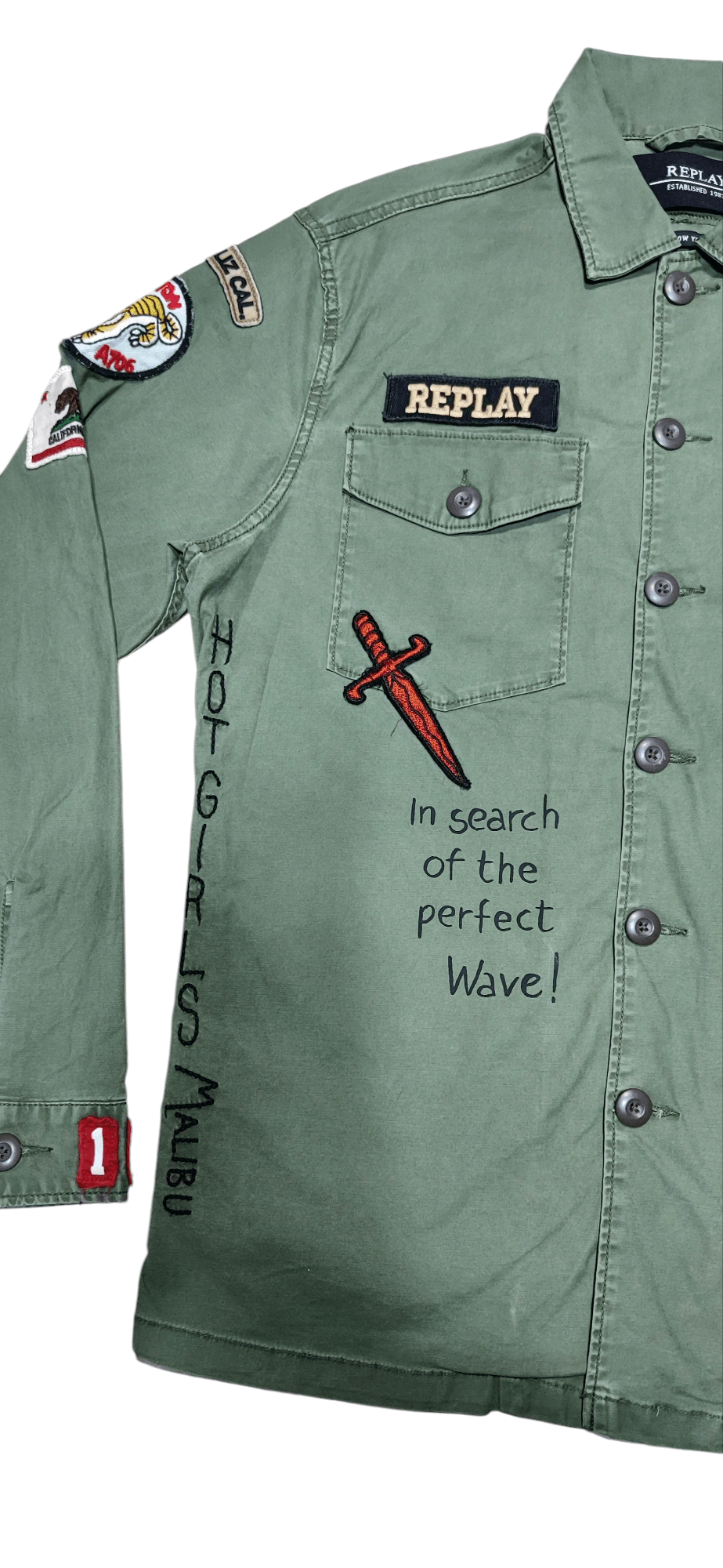 Replay REPLAY (Neymar) Stinger khaki Green Casual Army Patch Jacket Size US L / EU 52-54 / 3 - 11 Thumbnail