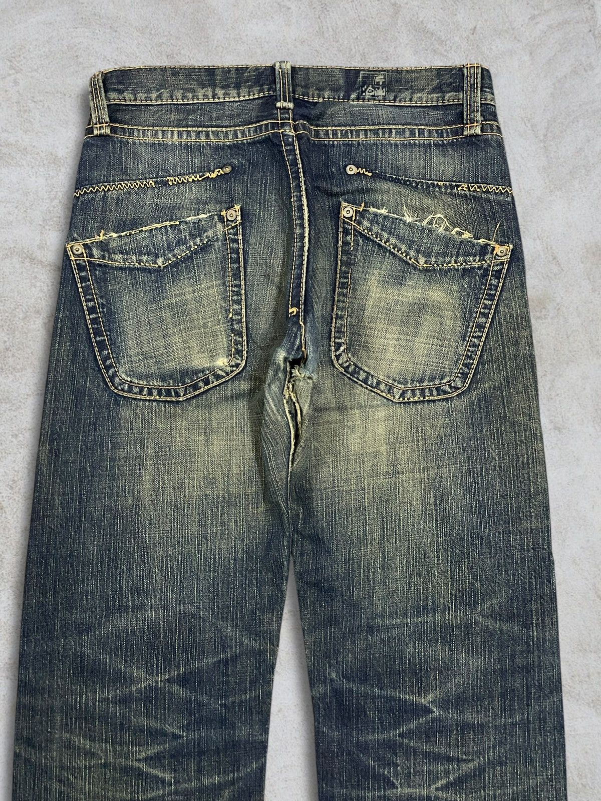 GOSTAR DE FUGA Keiji Itakura Japan Denim Mud Wash Button-Fly Frayed Jeans Size US 31 - 6 Thumbnail