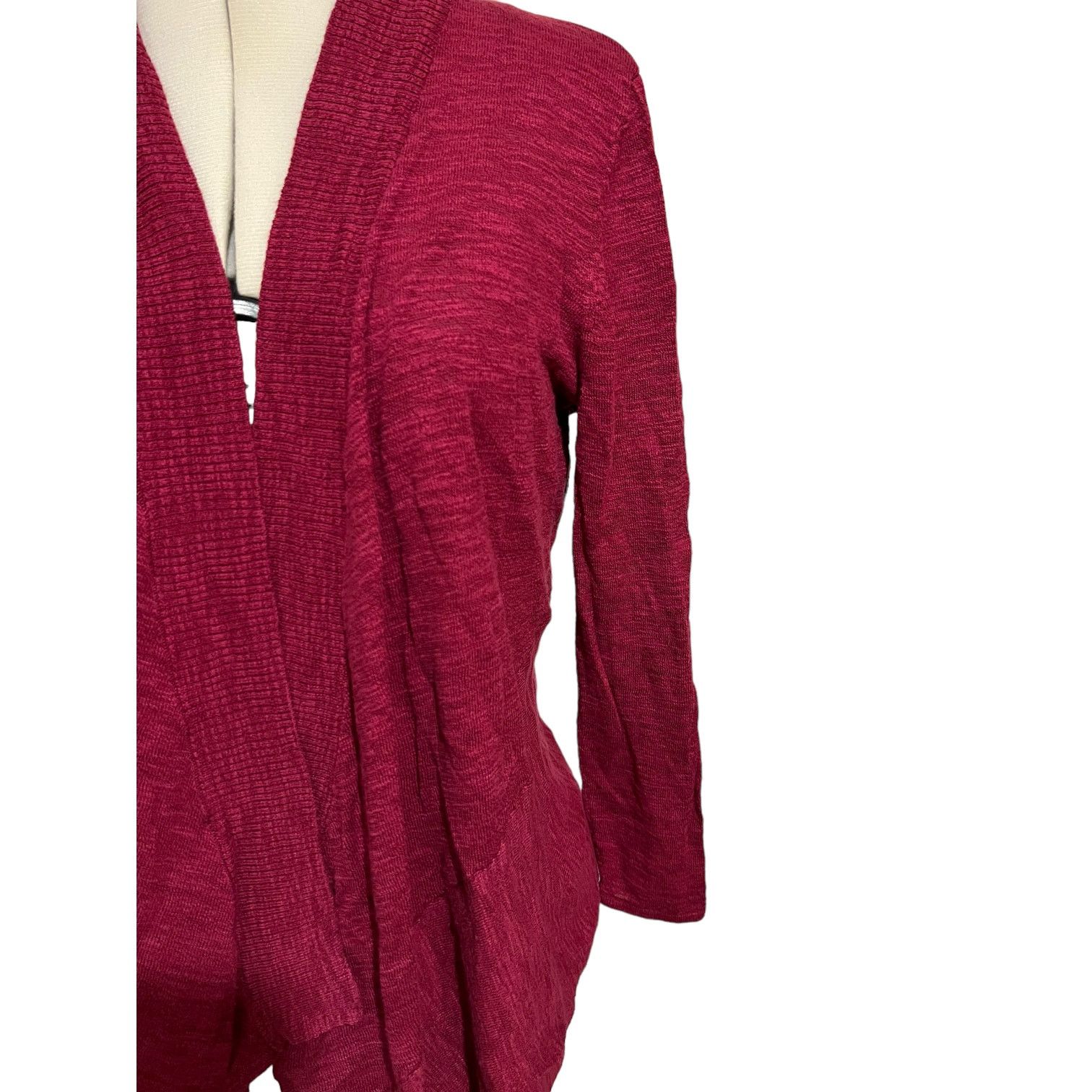 Other Jones Studio Dark Pink Cardigan Sweater Ribbed Size Medium Size M / US 6-8 / IT 42-44 - 3 Thumbnail