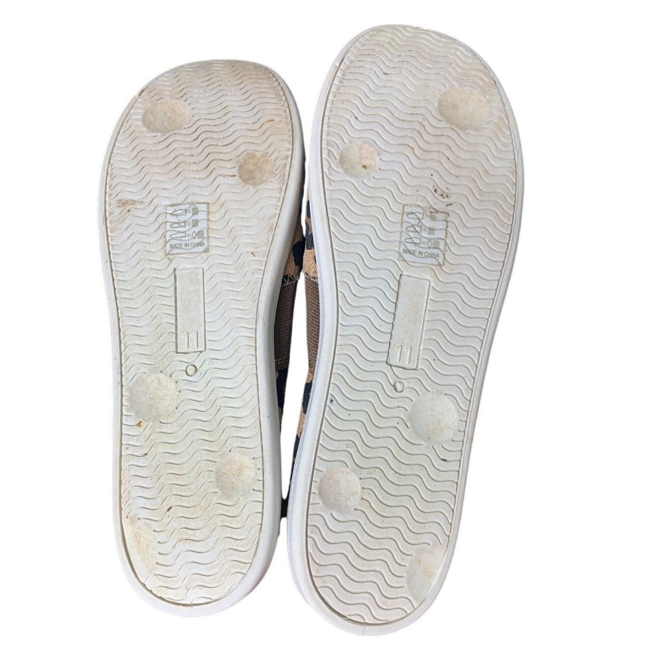Other Funky Monkey Women 11 Tan Leopard Slip-On Canvas Sneakers Size ONE SIZE - 7 Thumbnail