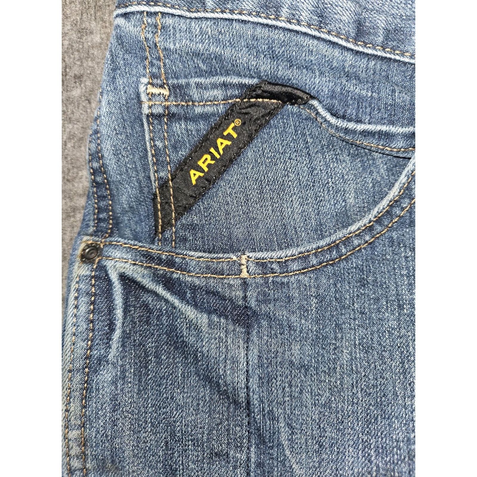 Ariat Ariat Rebar M4 Relaxed Boot Jeans Mens 38x34 Medium Blue Denim Stretch Bootcut 5-Pocket Logo Pocket Size US 38 / EU 54 - 7 Thumbnail