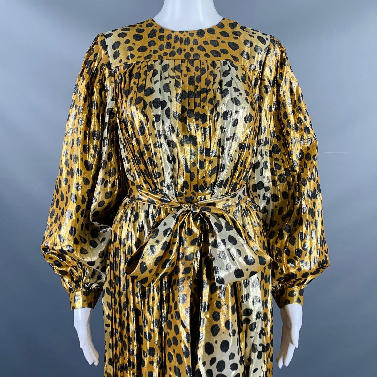 Marc Jacobs Size 2 Gold Black Silk Metallic Animal Print Pleated Dress Size XS / US 0-2 / IT 36-38 - 2 Thumbnail
