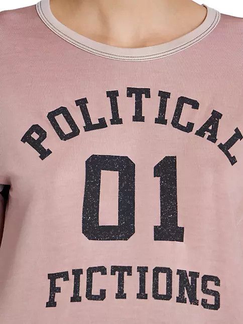 Saint Laurent Paris o1s1wg111024 Political Cropped T-Shirts in Rose Givre Size XS / US 0-2 / IT 36-38 - 5 Thumbnail