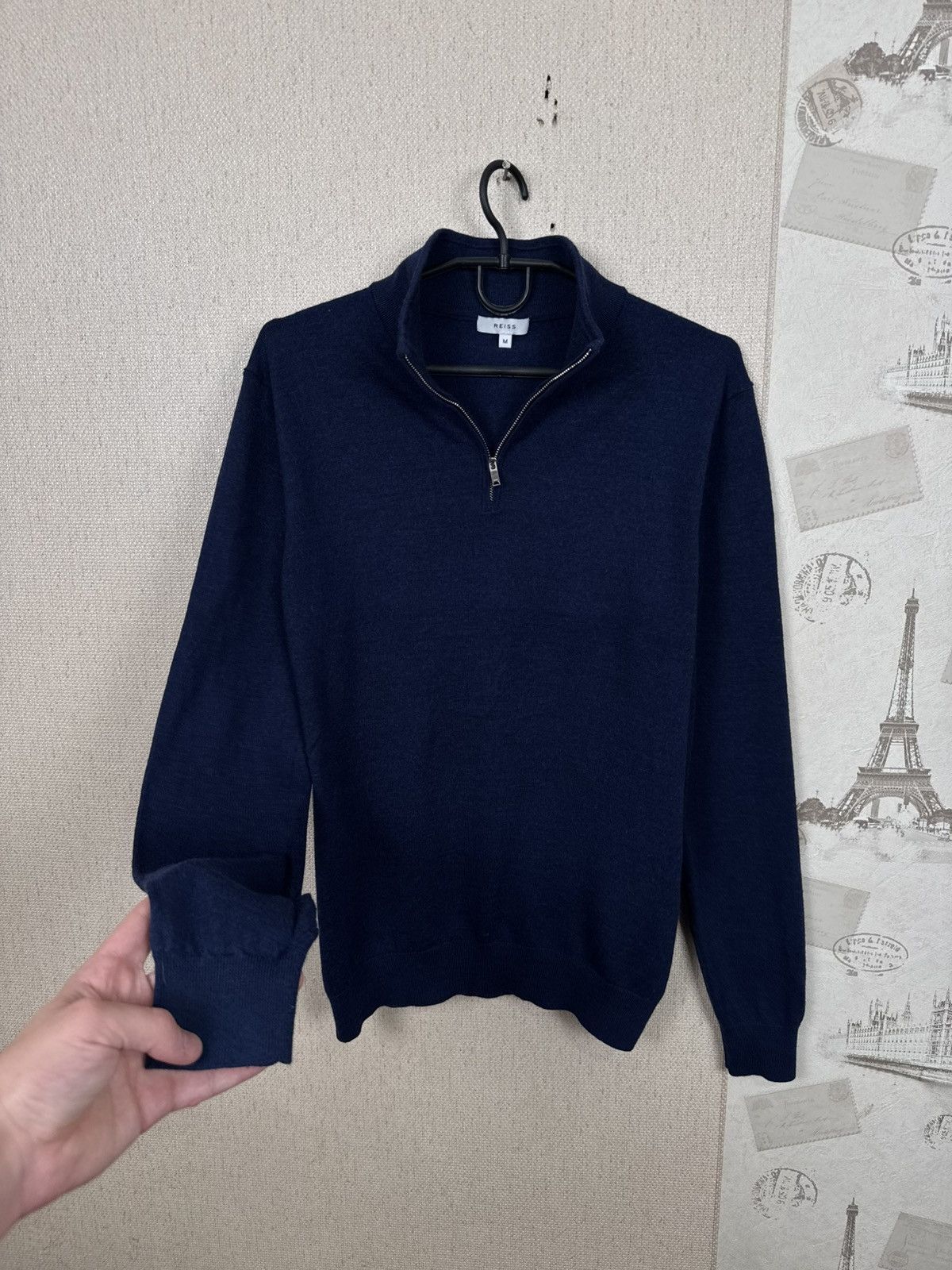 Reiss Reiss Sweartshirt 1/4 Zip Wool Luxury Mens Blue Navy M Size US M / EU 48-50 / 2 - 8 Thumbnail