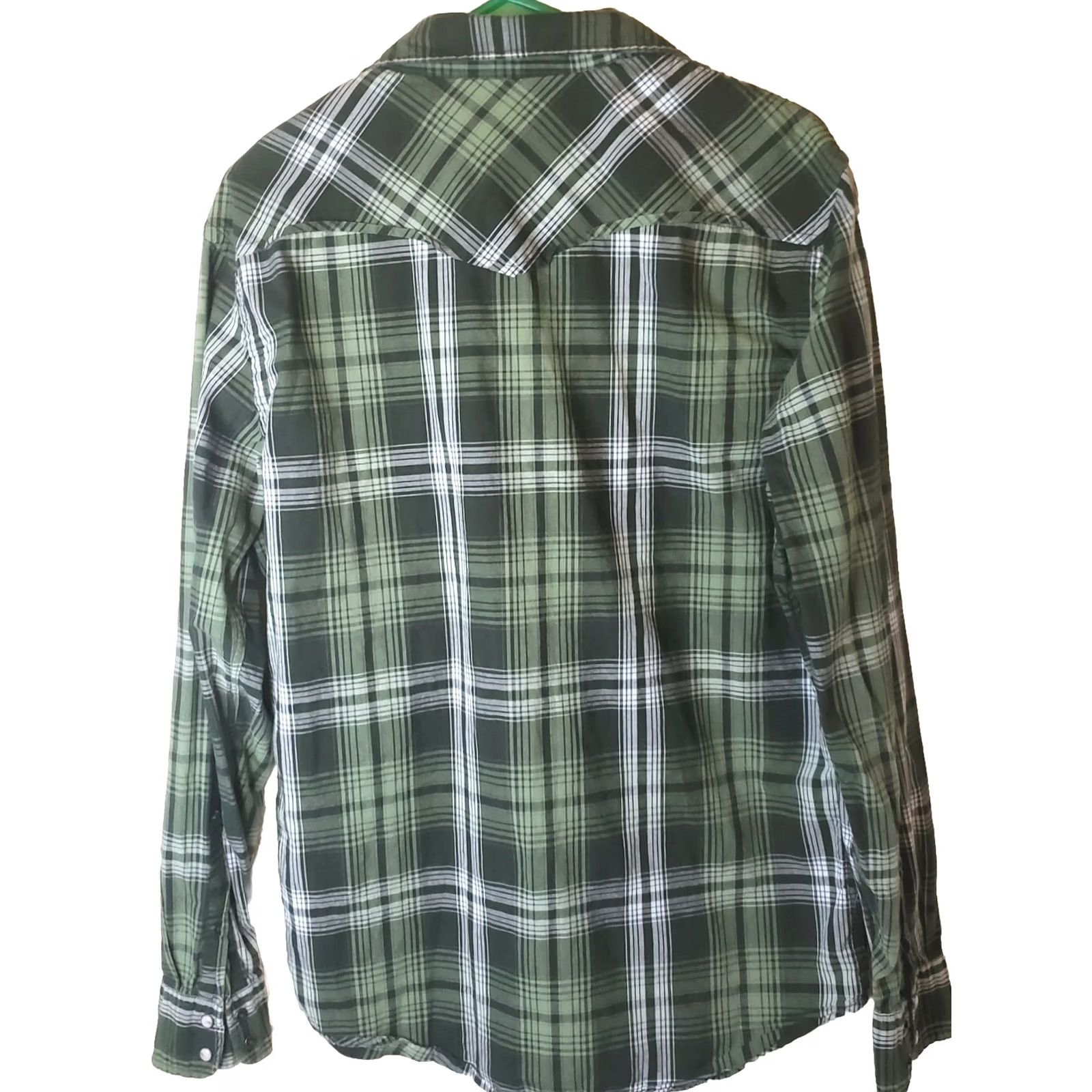 Old Navy Old Navy Button-Up Shirt Men's Slim Fit Green Plaid Pearl Snap Long Sleeve Size M Size US M / EU 48-50 / 2 - 5 Thumbnail