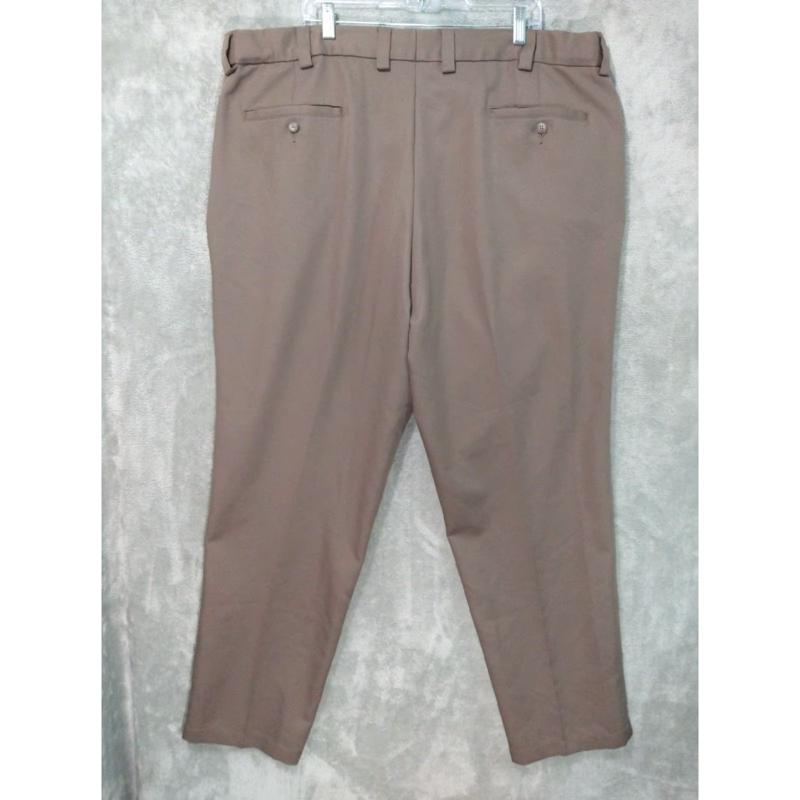 Vintage Oak Hill Pants Mens 46x32 Brown Dress Slacks Pleated High Rise Regular Tapered Leg Business Casual Formal Workwear Polyester Slacks Mens Brown 46 32 Size US 30 / EU 46 - 2 Thumbnail