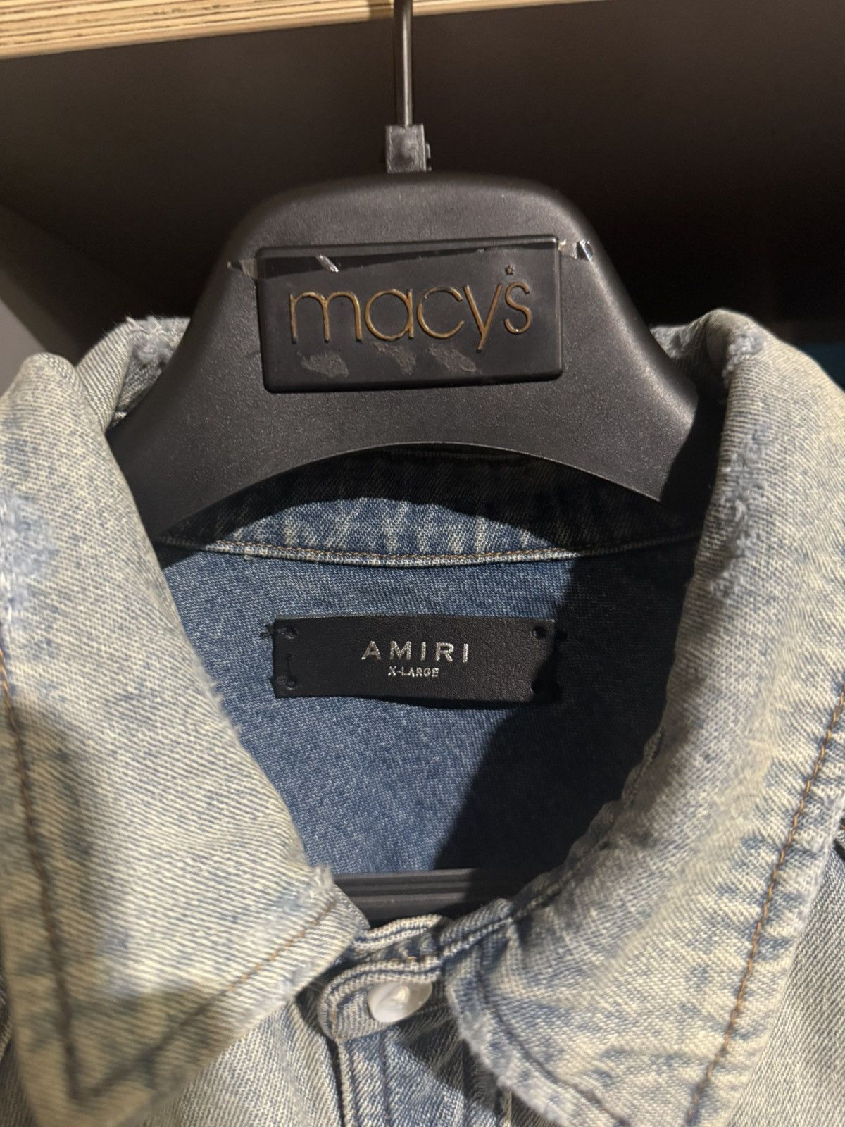 Amiri Amiri Blue Distressed Denim Logo Jacket Size US XL / EU 56 / 4 - 2 Thumbnail