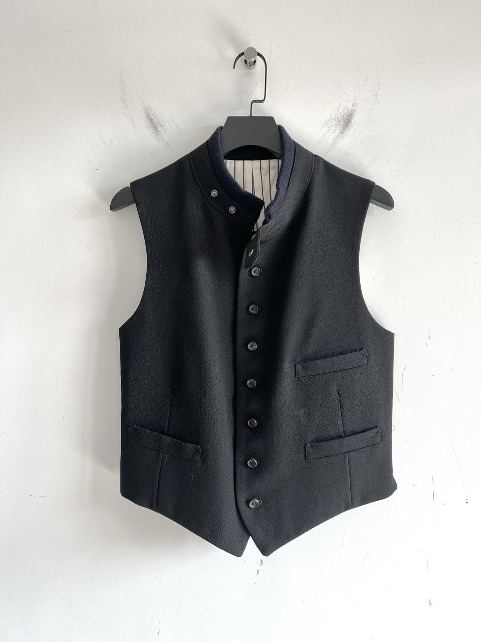Yohji Yamamoto Yohji Yamamoto Pour Homme - Wool Stand Collar Cropped Vest Size US L / EU 52-54 / 3 - 2 Thumbnail